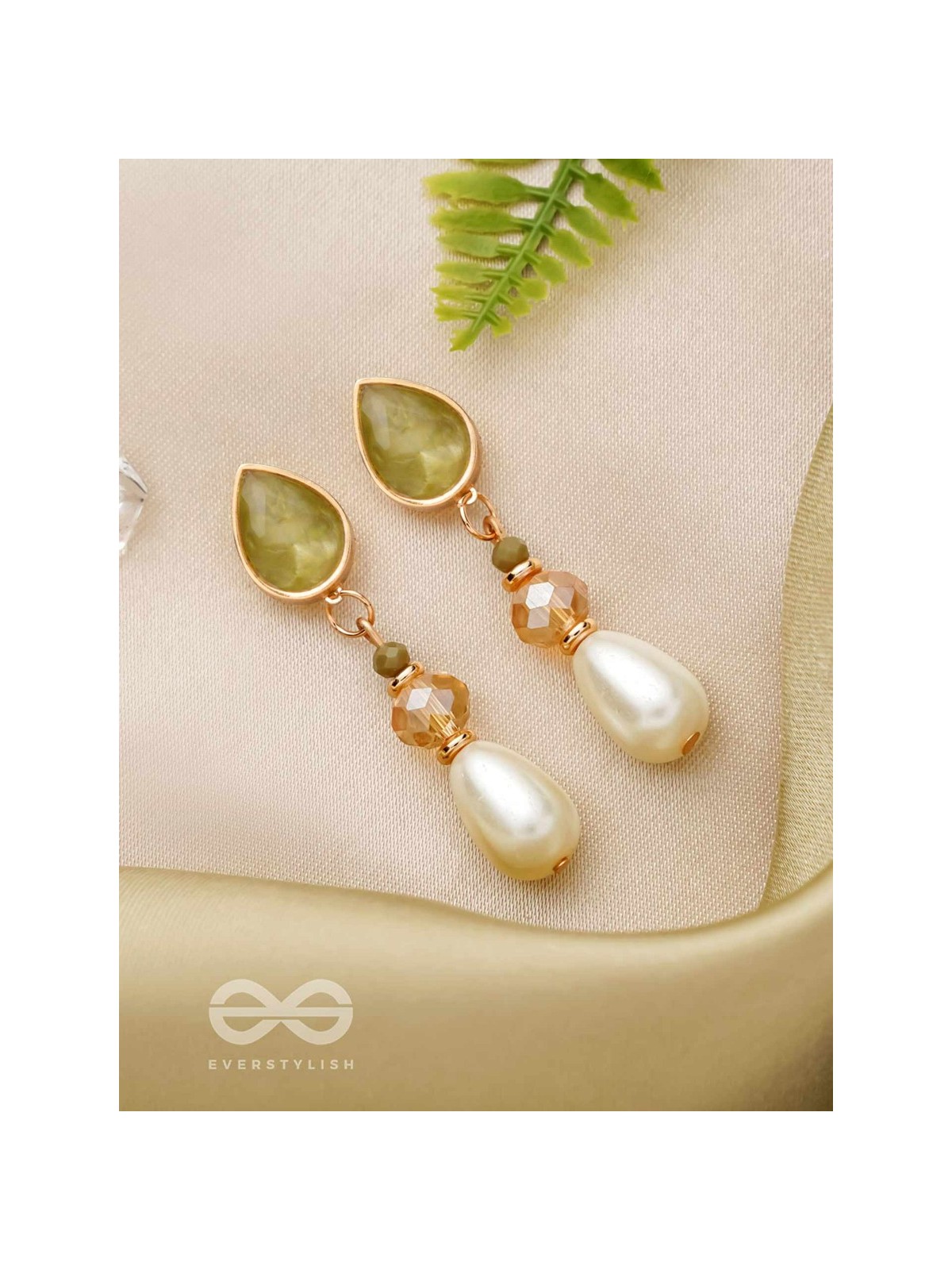 The Misty Leaf- Golden Embellished Earrings