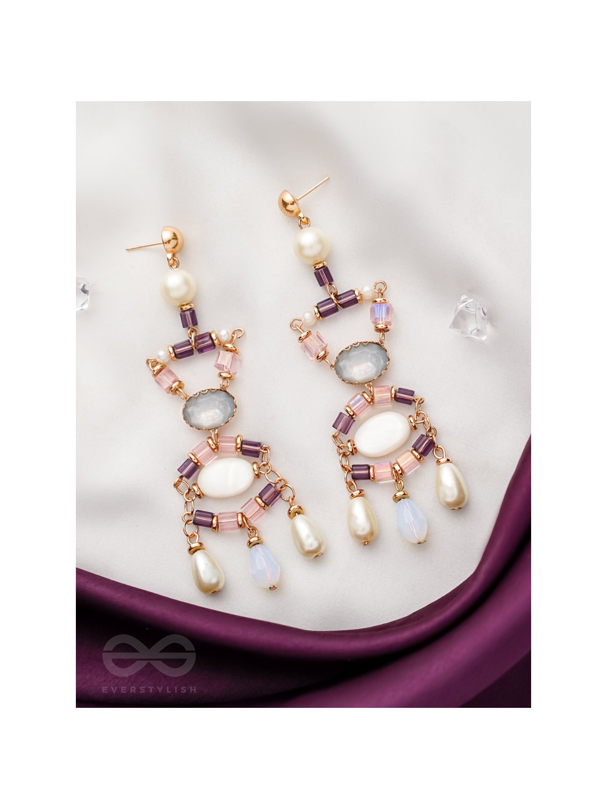 The Slender Figurine- Golden Embellished Earrings