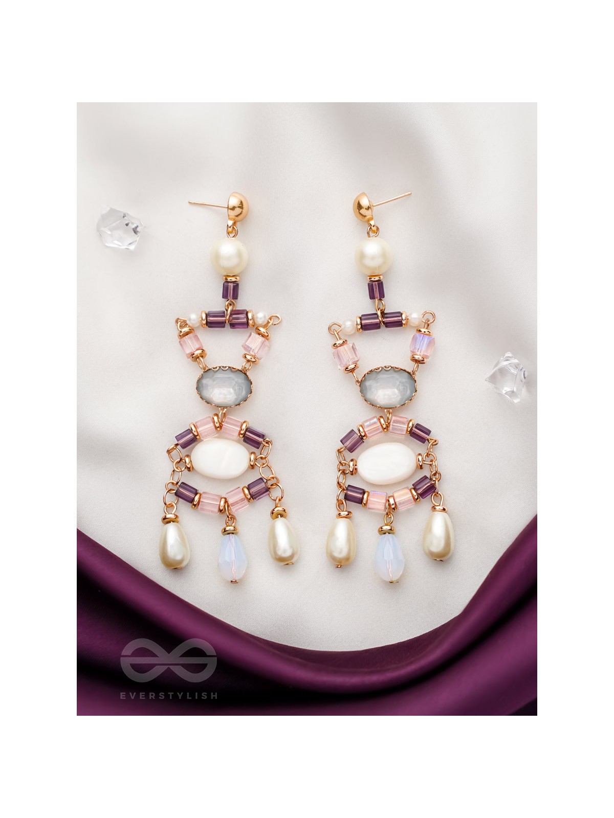 The Slender Figurine- Golden Embellished Earrings