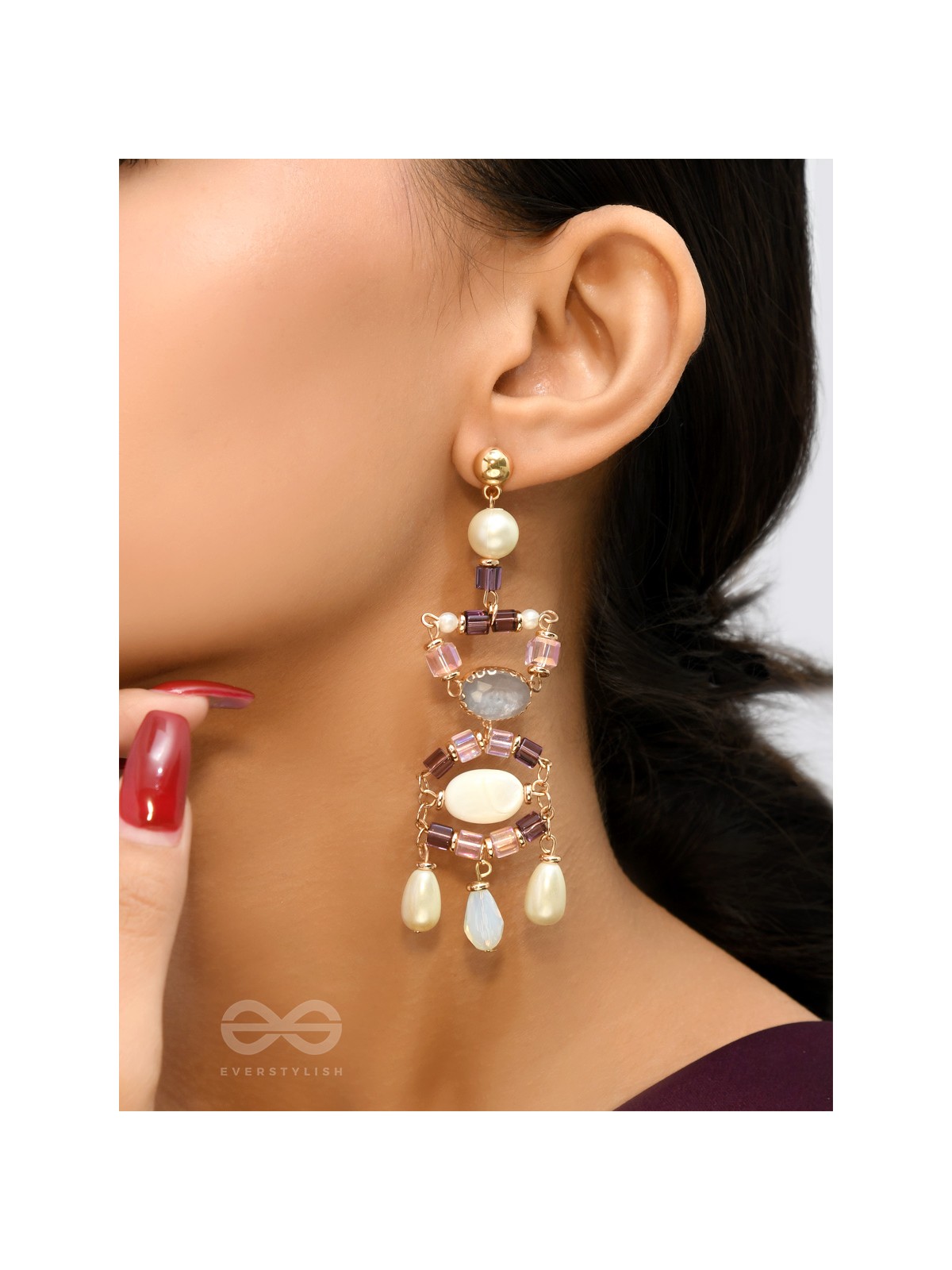 The Slender Figurine- Golden Embellished Earrings