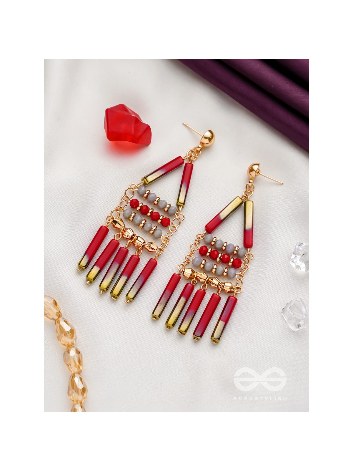 The Red Sea- Golden Embellished Earrings