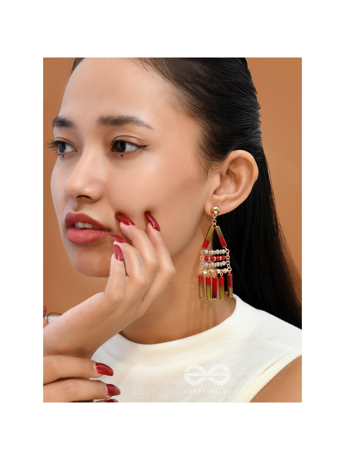 The Red Sea- Golden Embellished Earrings