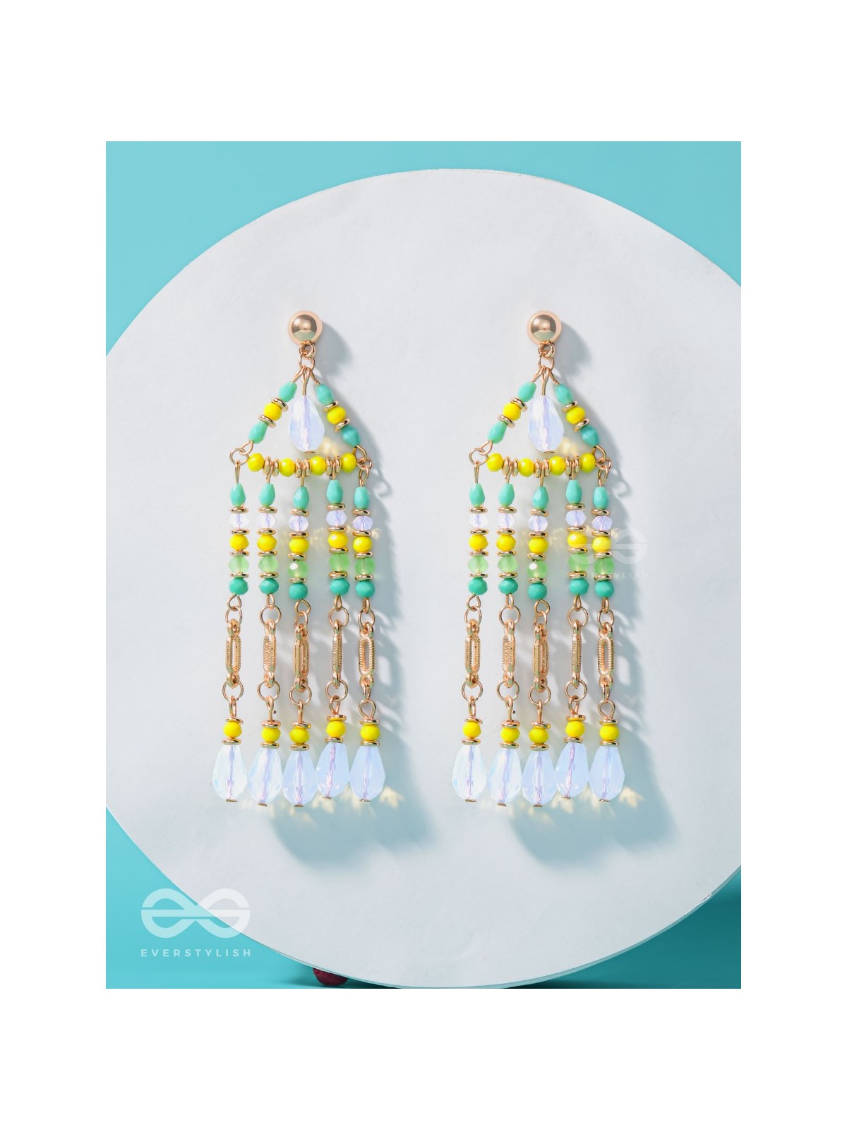 The Gushing Waterfall- Golden Embellished Earrings