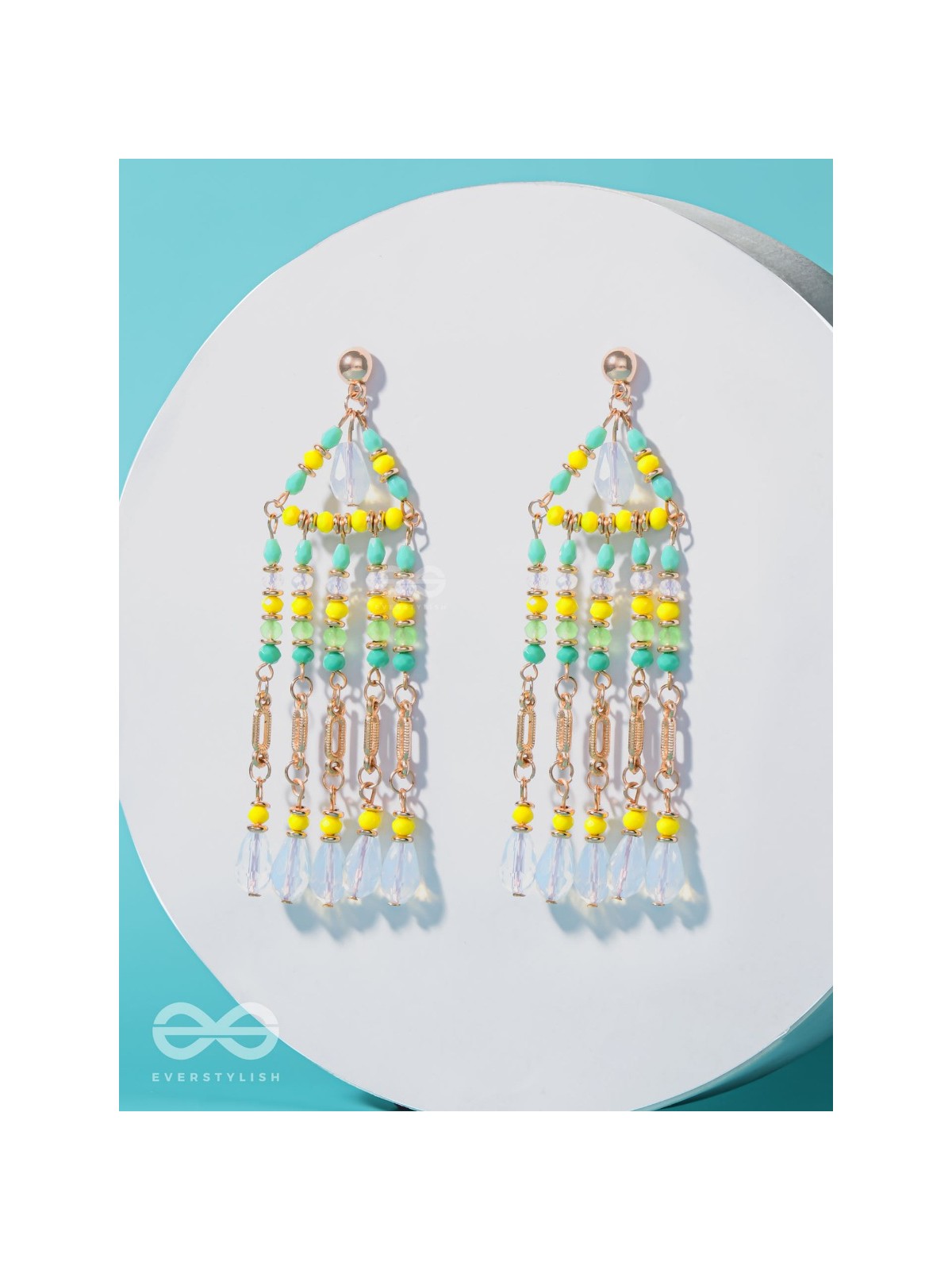 The Gushing Waterfall- Golden Embellished Earrings