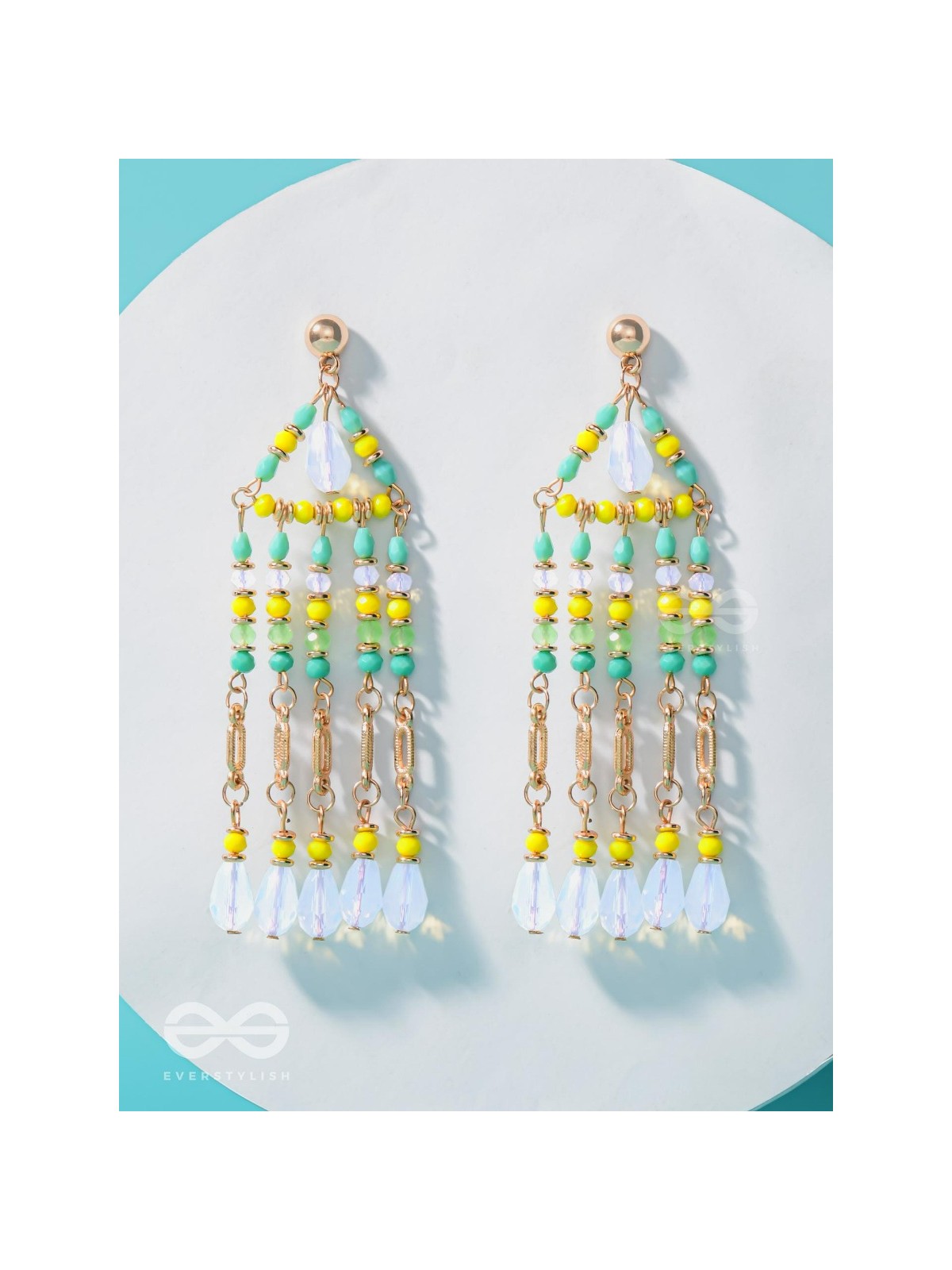 The Gushing Waterfall- Golden Embellished Earrings