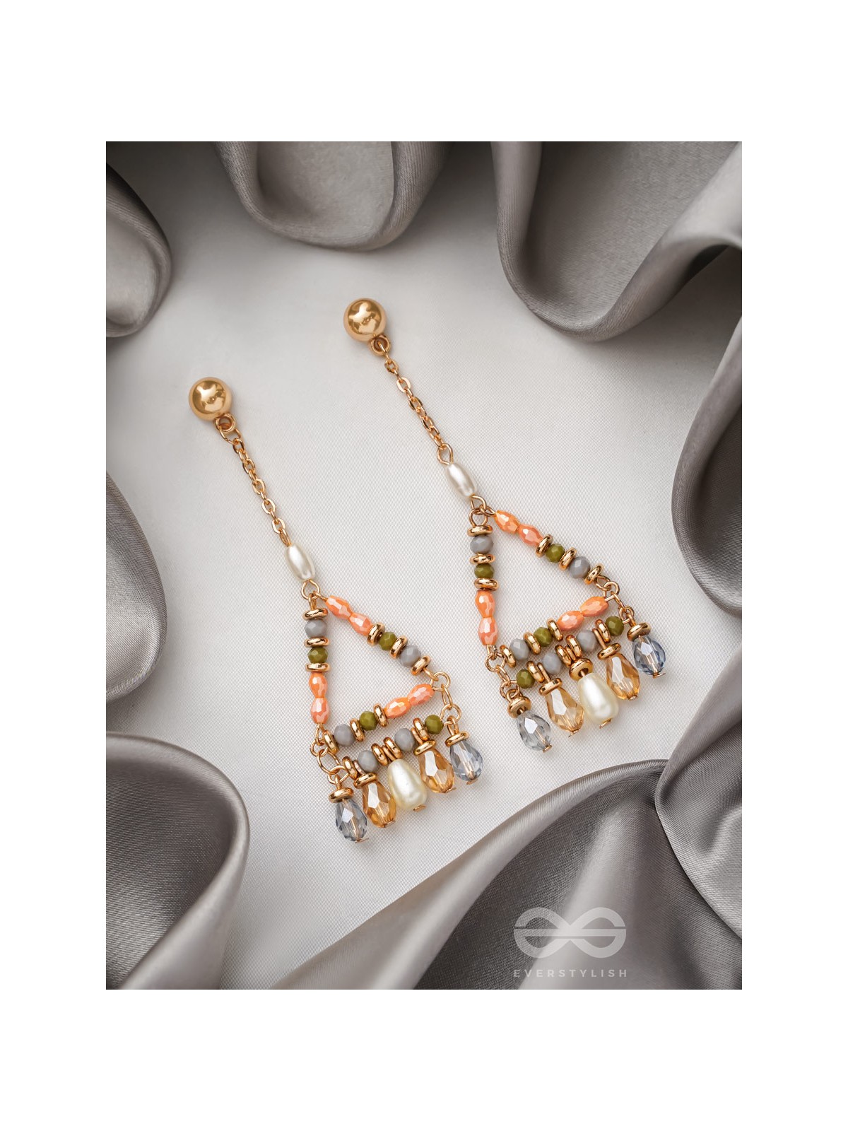 The Triangular Treasures- Golden Embellished Earrings