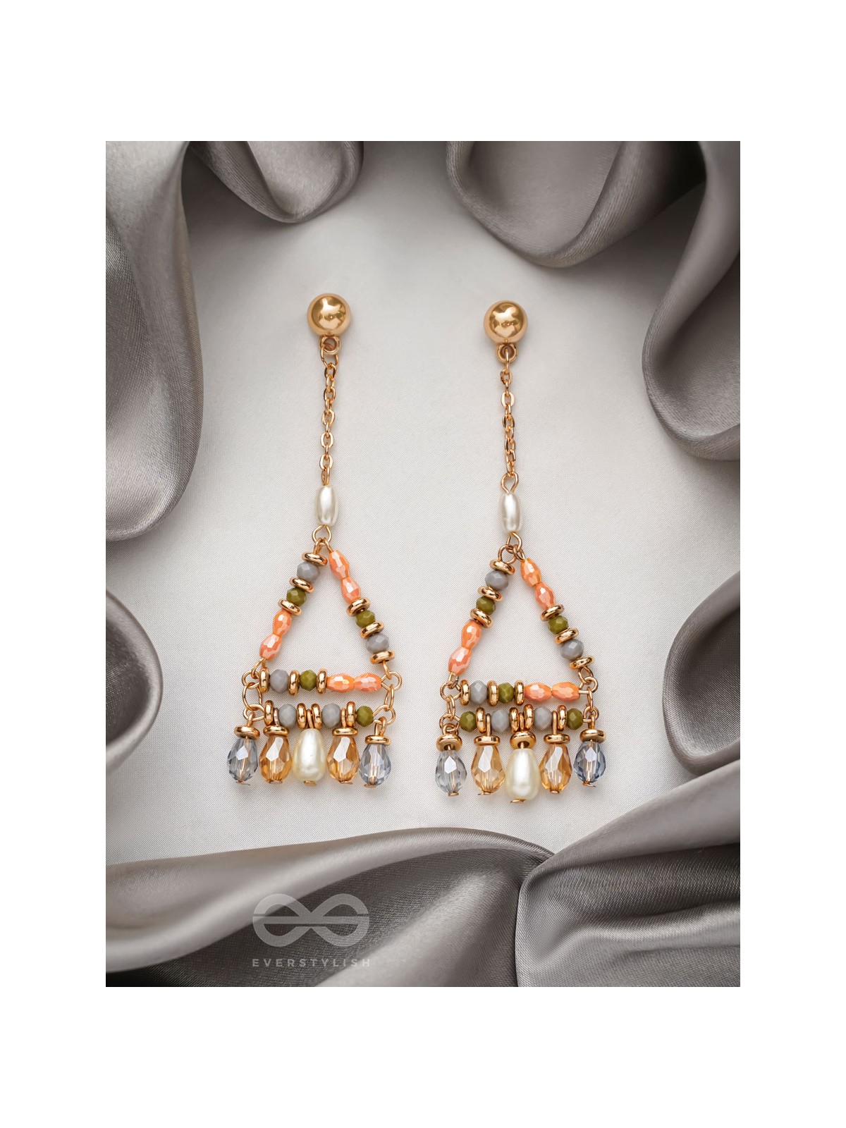 The Triangular Treasures- Golden Embellished Earrings
