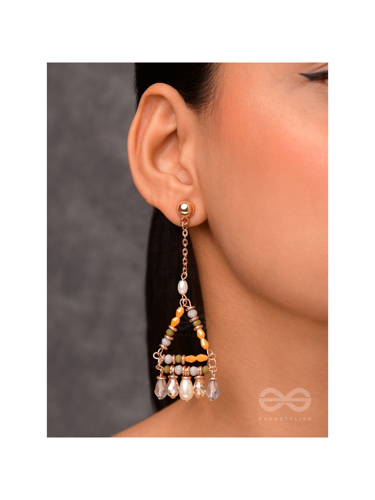 The Triangular Treasures- Golden Embellished Earrings