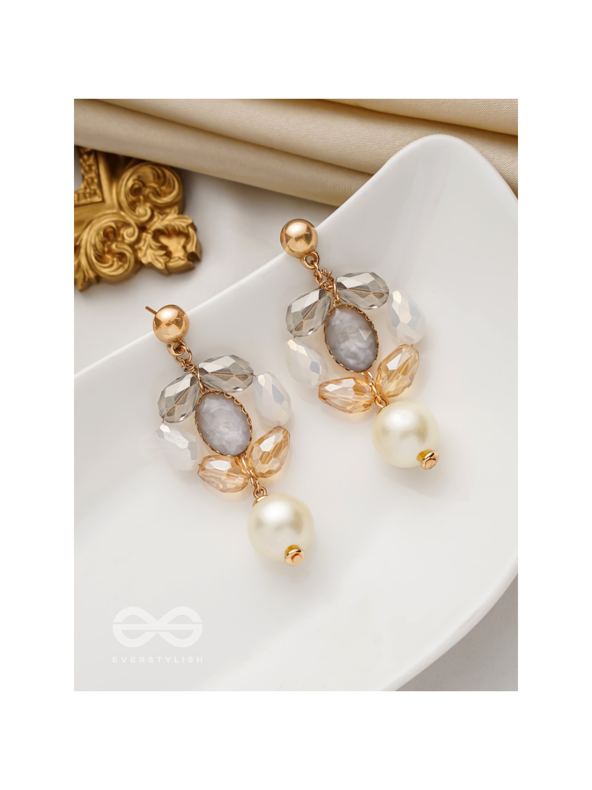 The Lily Pad- Golden Embellished Earrings