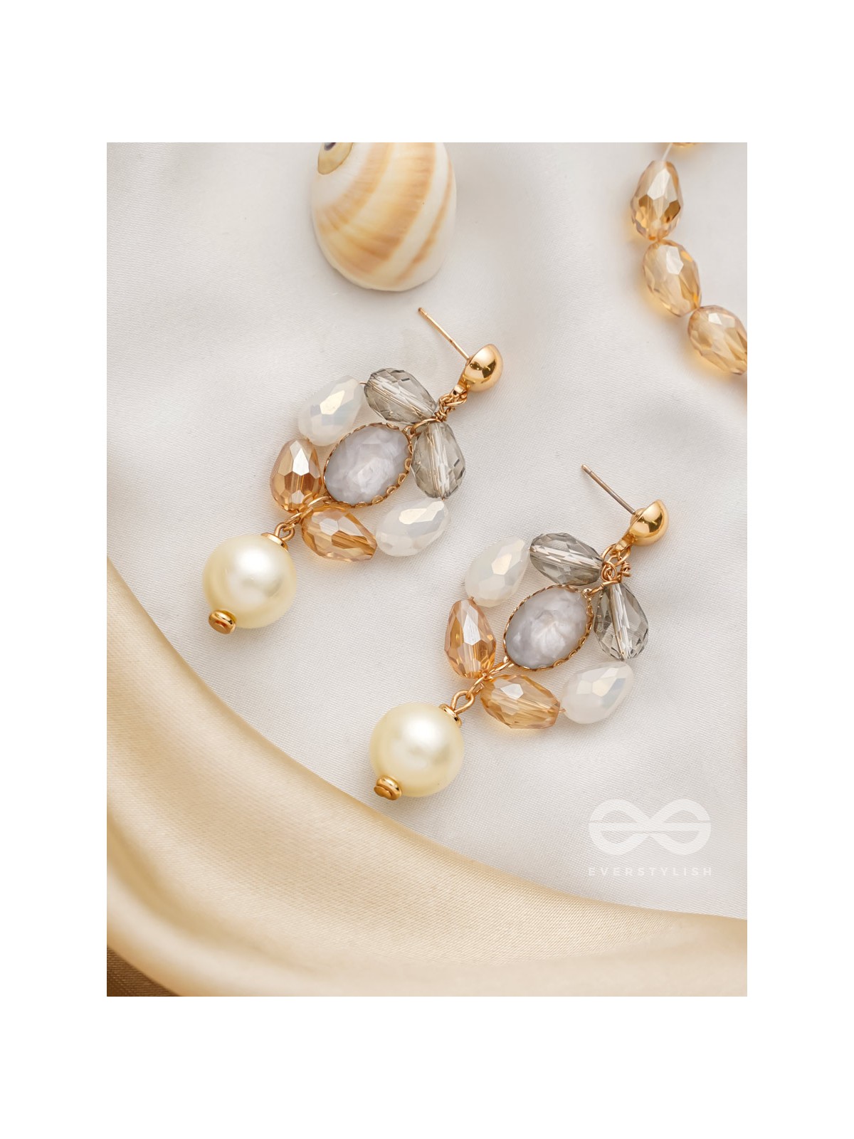 The Lily Pad- Golden Embellished Earrings