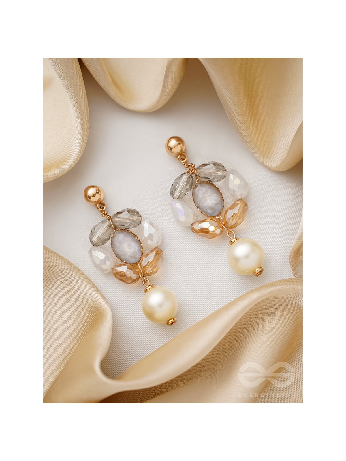 The Lily Pad- Golden Embellished Earrings