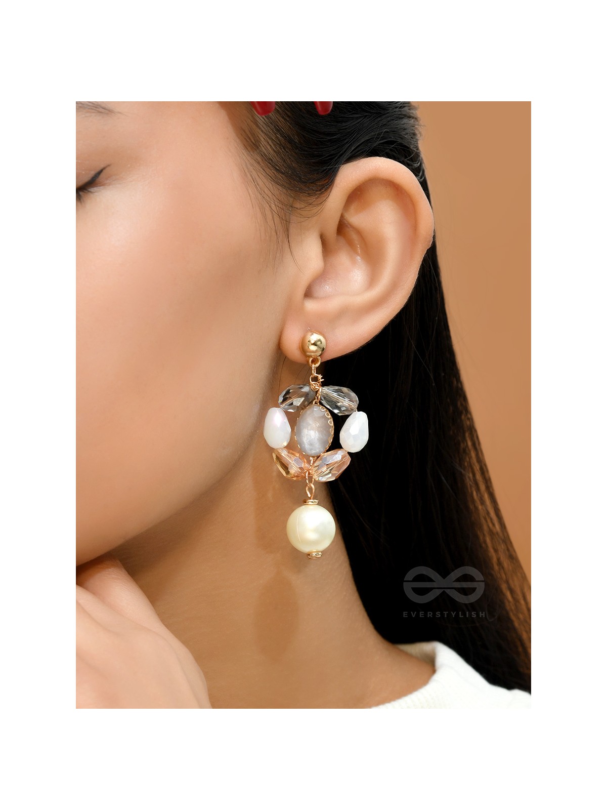 The Lily Pad- Golden Embellished Earrings