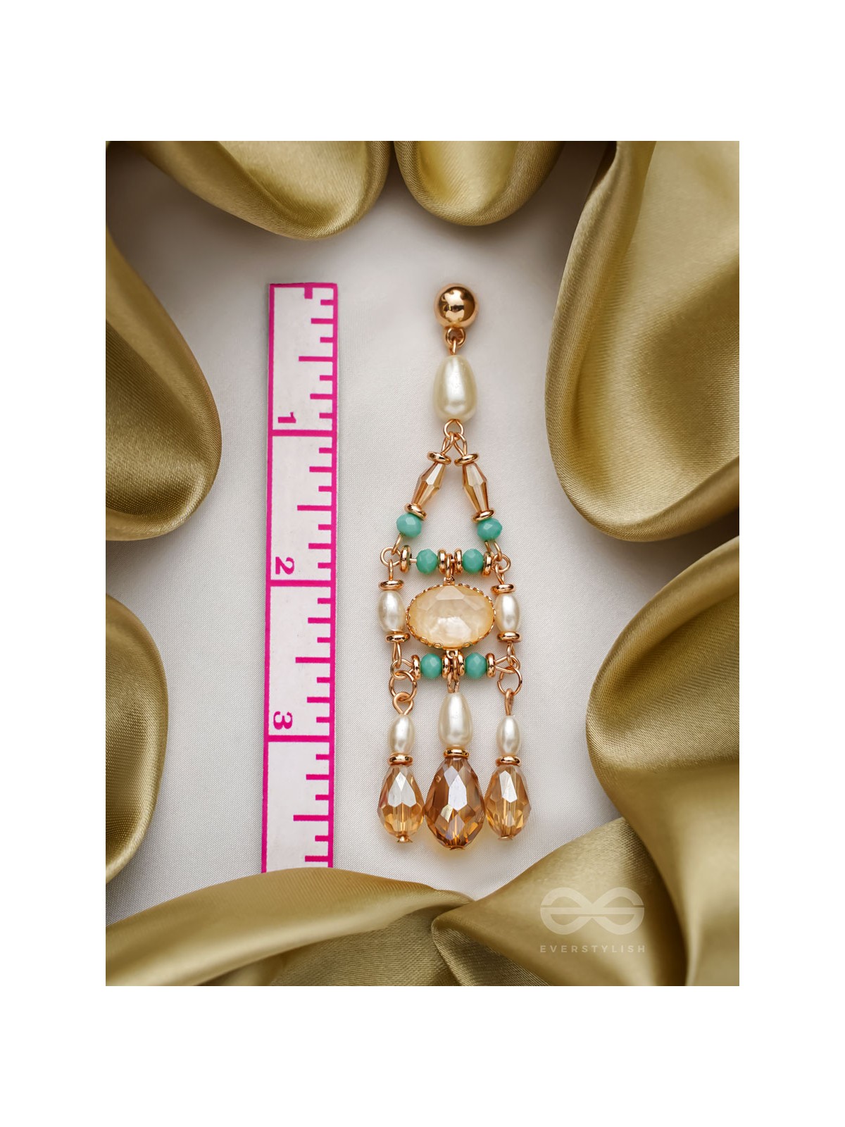 The Jazzy Landscape- Golden Embellished Earrings