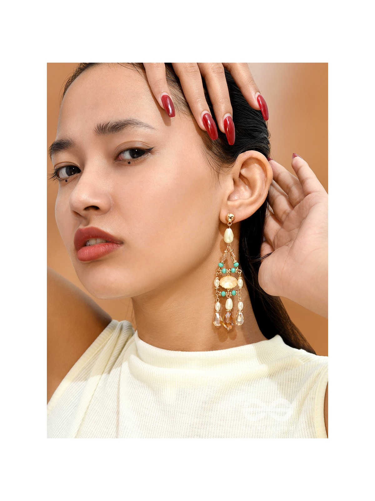 The Jazzy Landscape- Golden Embellished Earrings