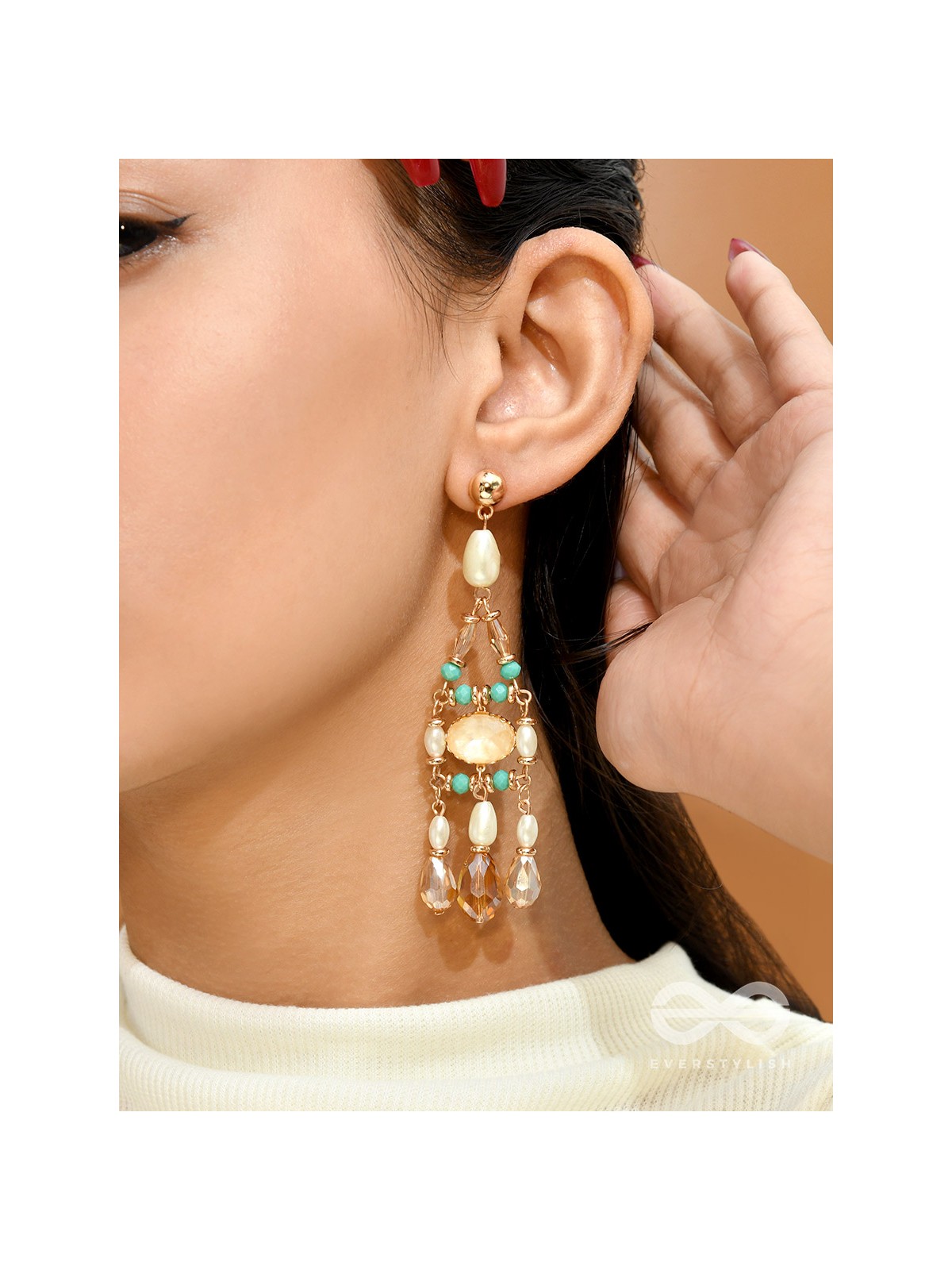 The Jazzy Landscape- Golden Embellished Earrings
