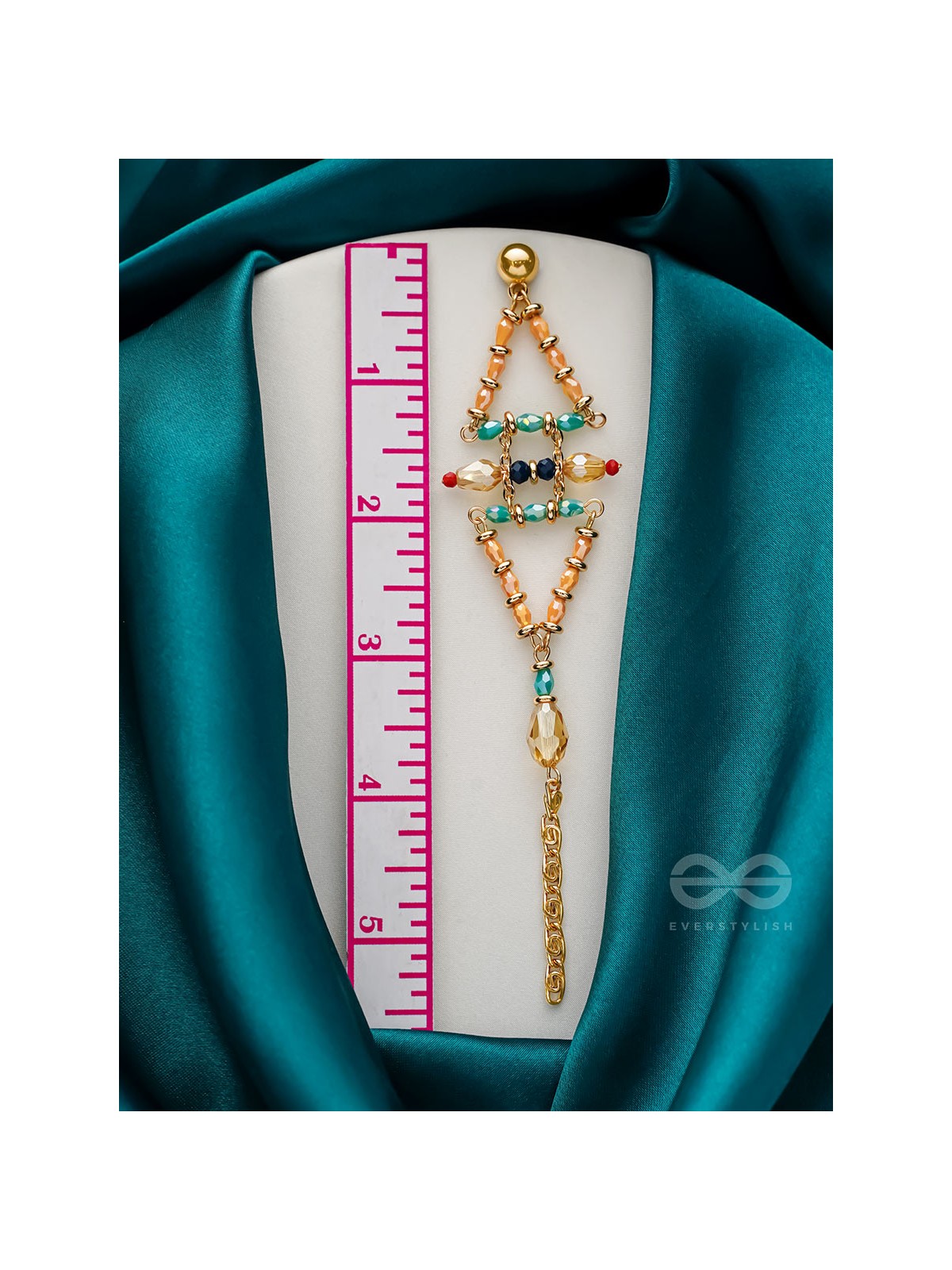 The Pyramid Reflection- Golden Embellished Earrings