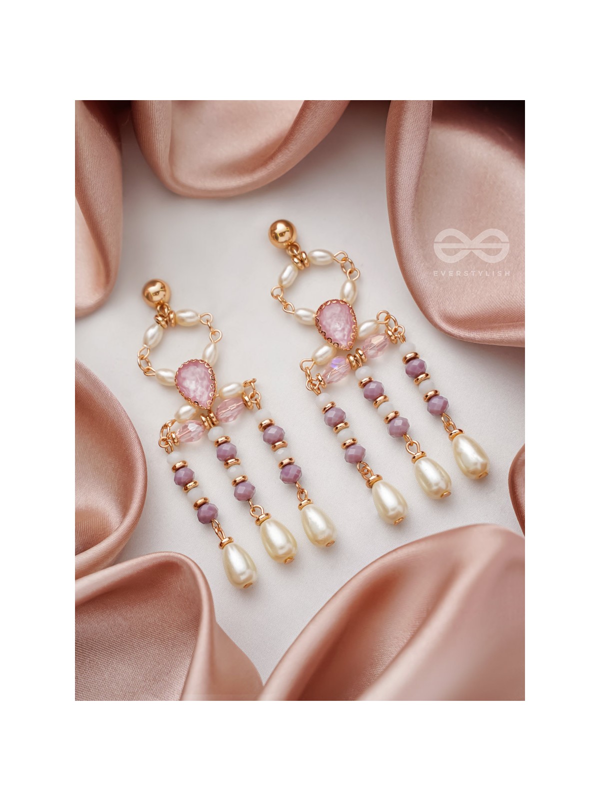The Flowing Spring- Golden Embellished Earrings