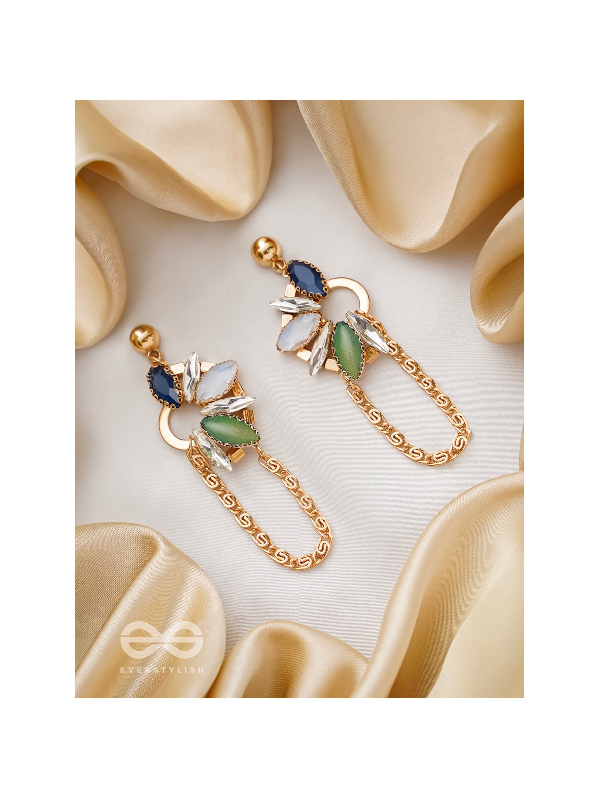 The Floral Vine- Golden Embellished Earrings