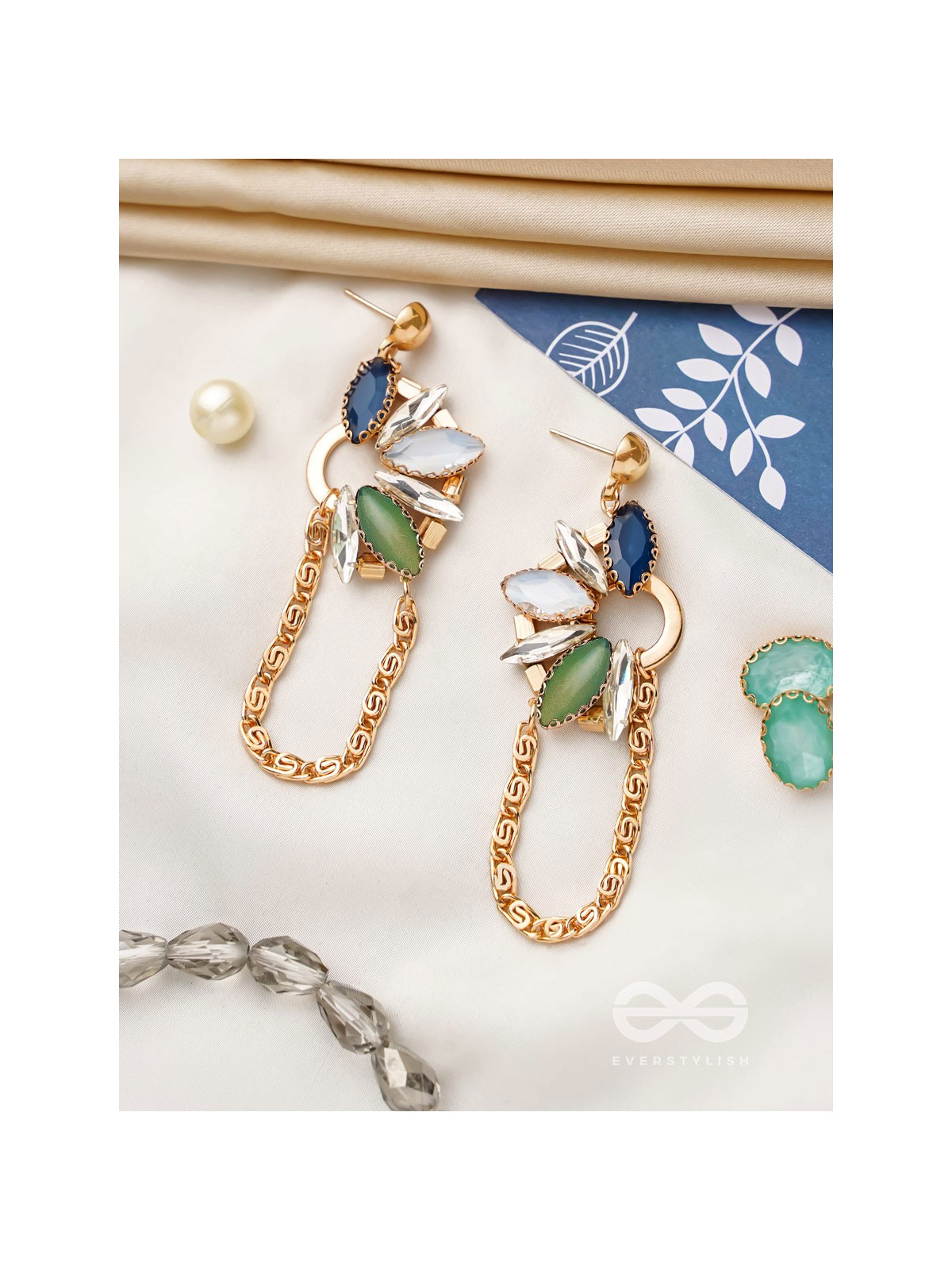 The Floral Vine- Golden Embellished Earrings