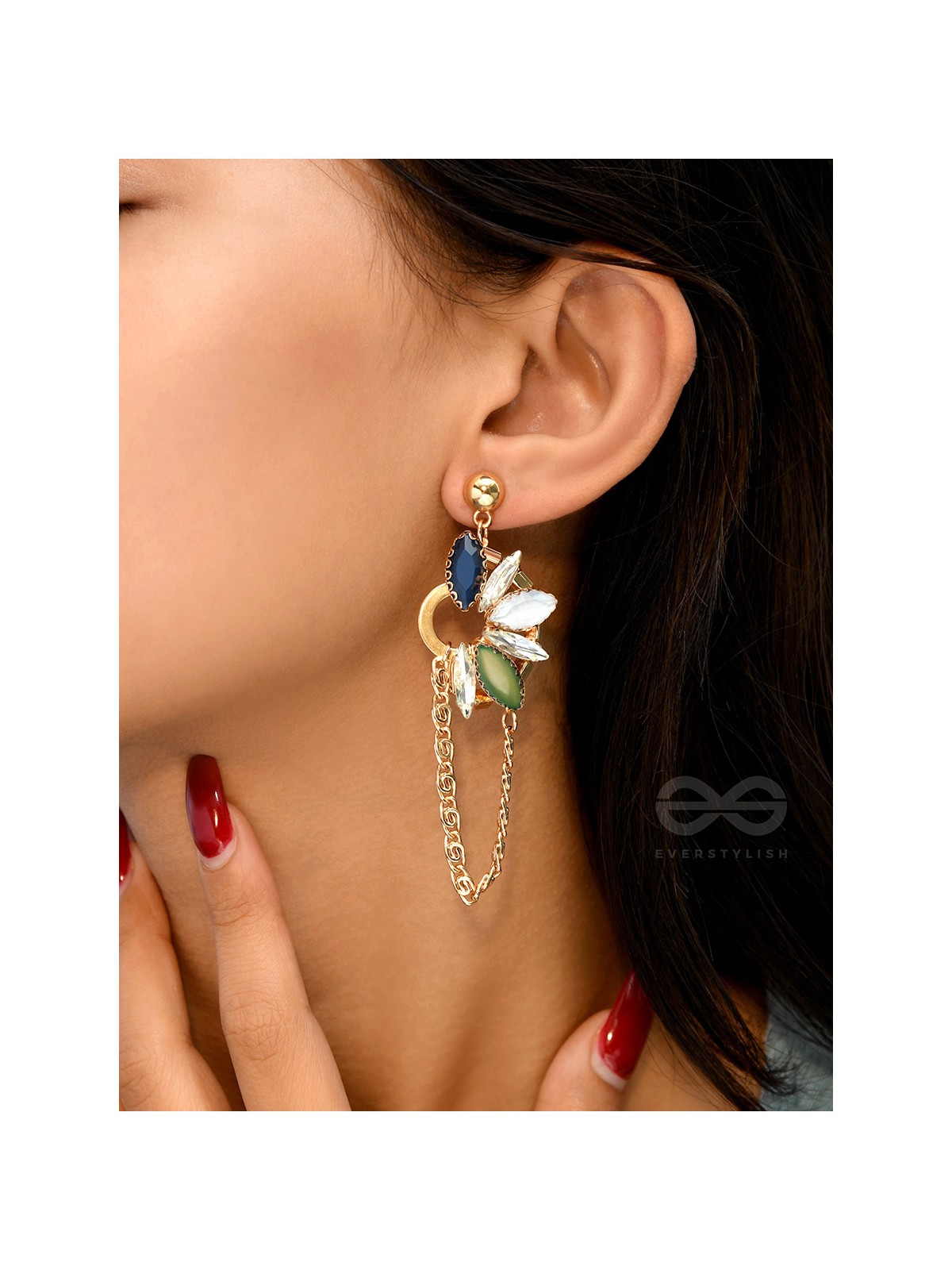 The Floral Vine- Golden Embellished Earrings