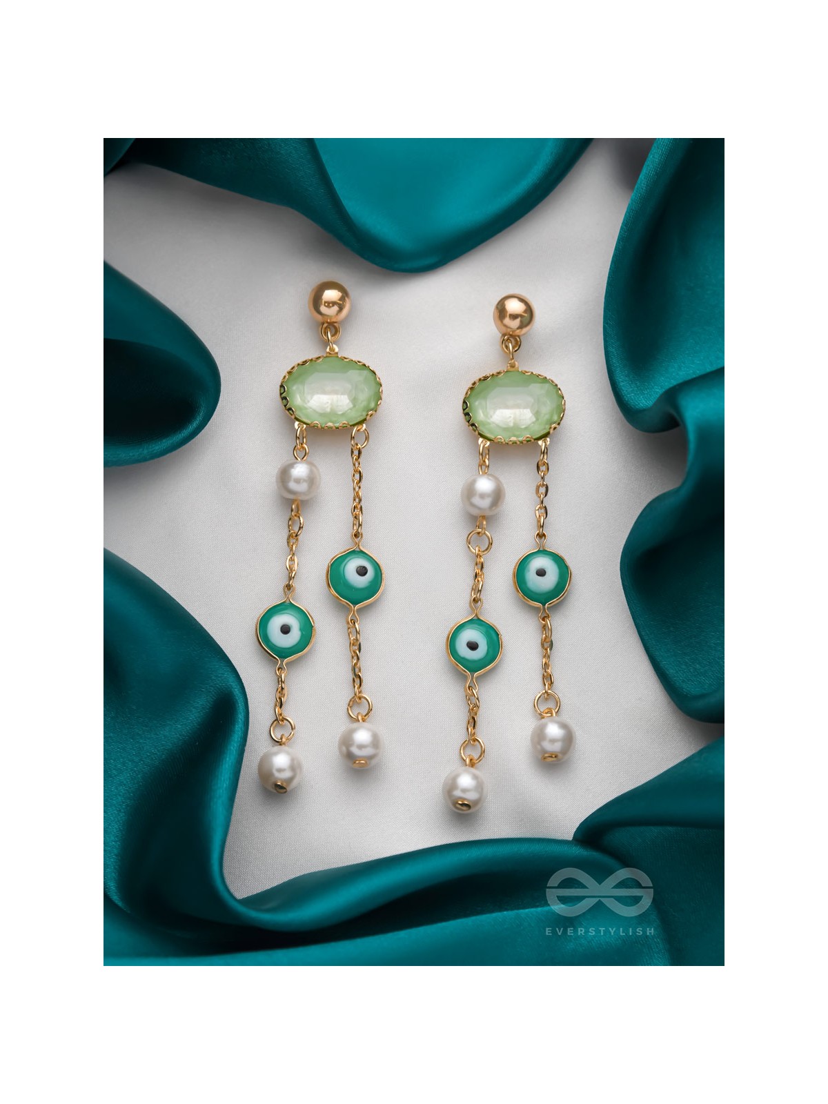 The Rain Cloud- Golden Embellished Earrings