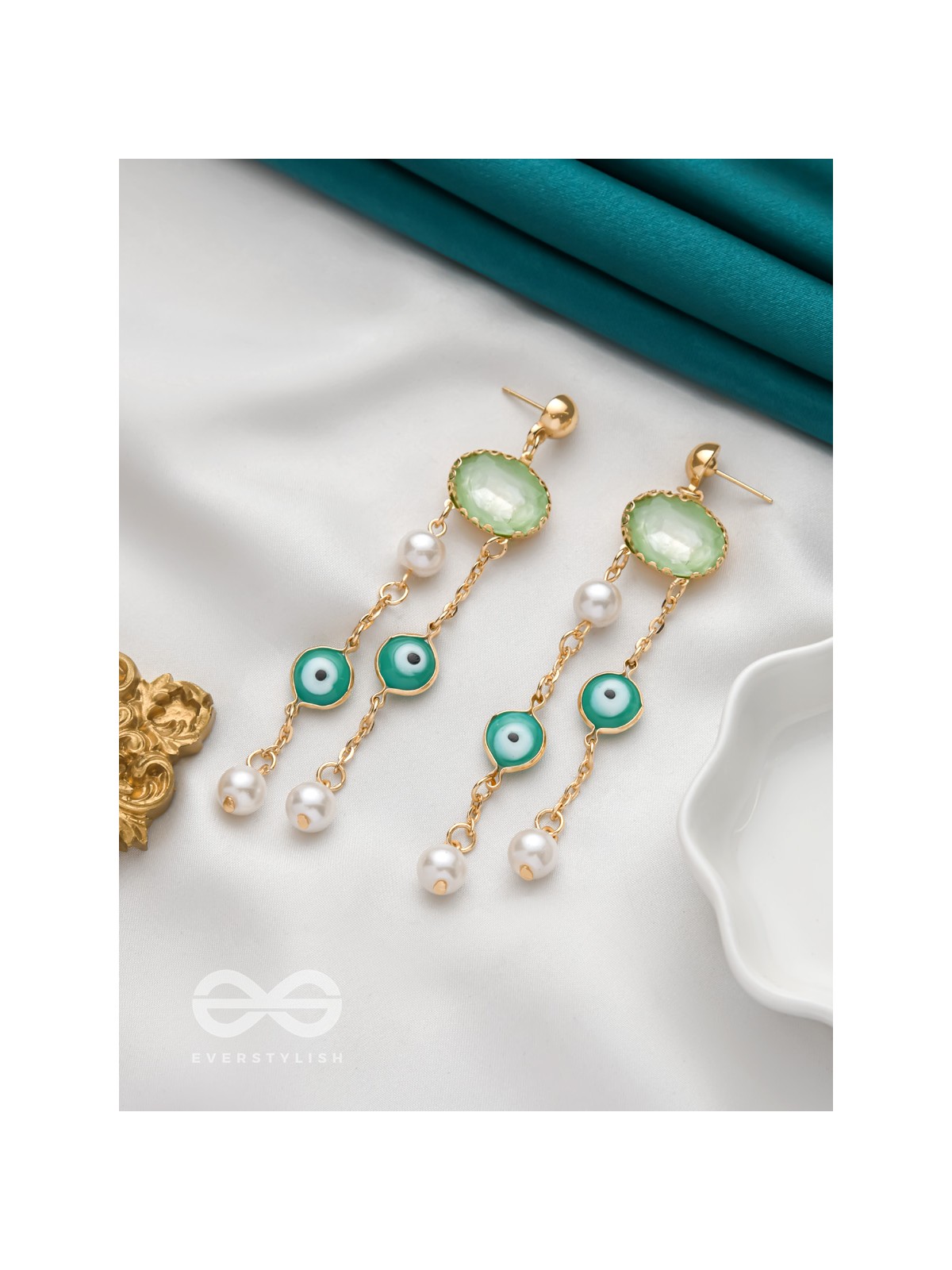 The Rain Cloud- Golden Embellished Earrings