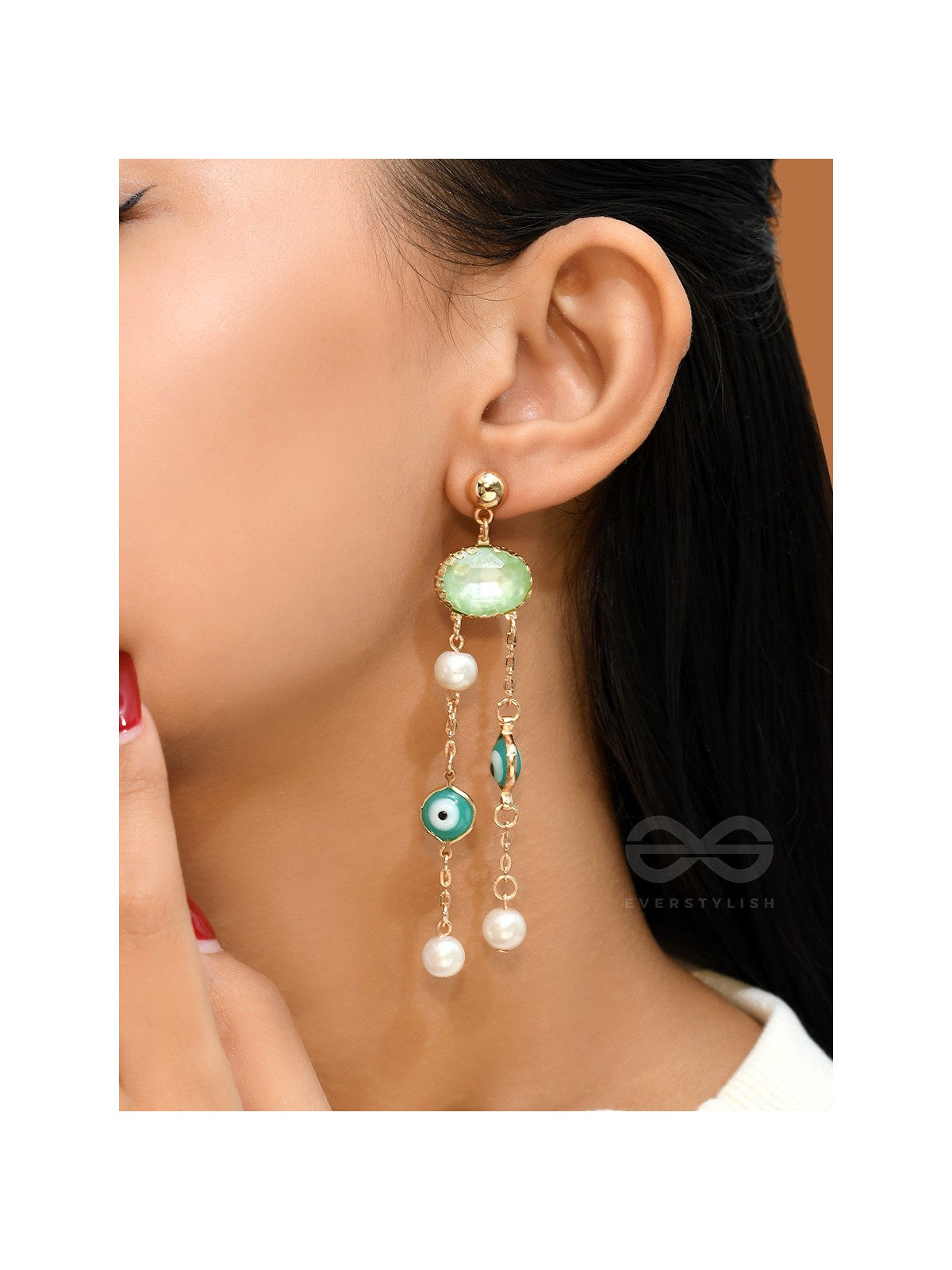 The Rain Cloud- Golden Embellished Earrings