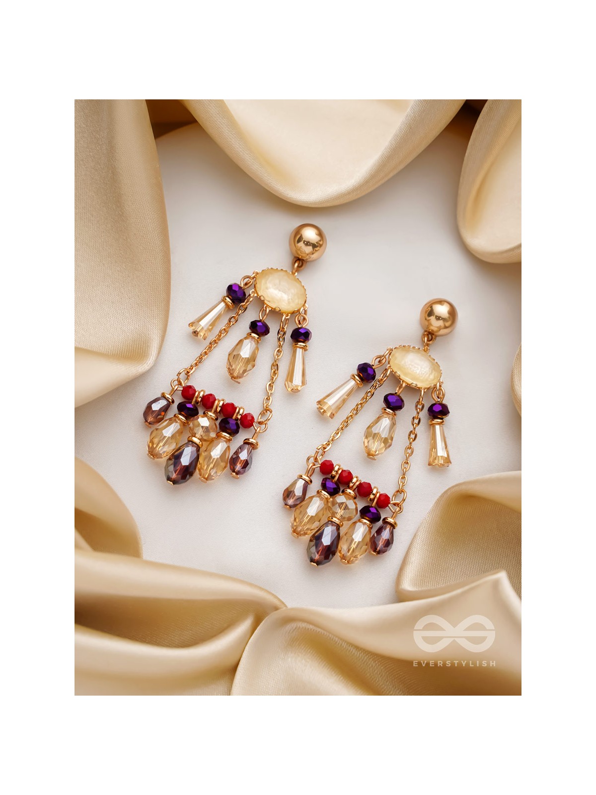 The Spring Fever- Golden Embellished Earrings