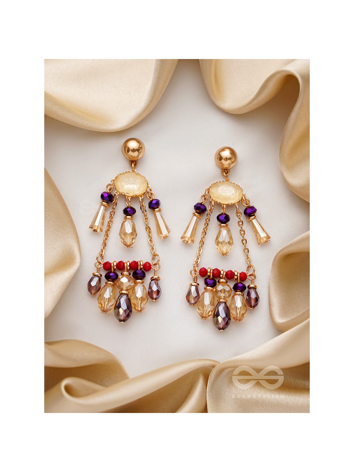 The Spring Fever- Golden Embellished Earrings