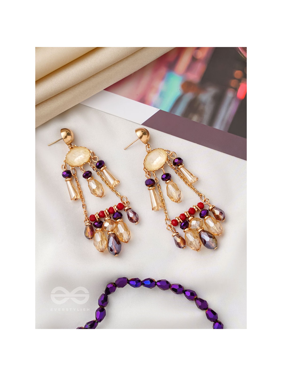 The Spring Fever- Golden Embellished Earrings