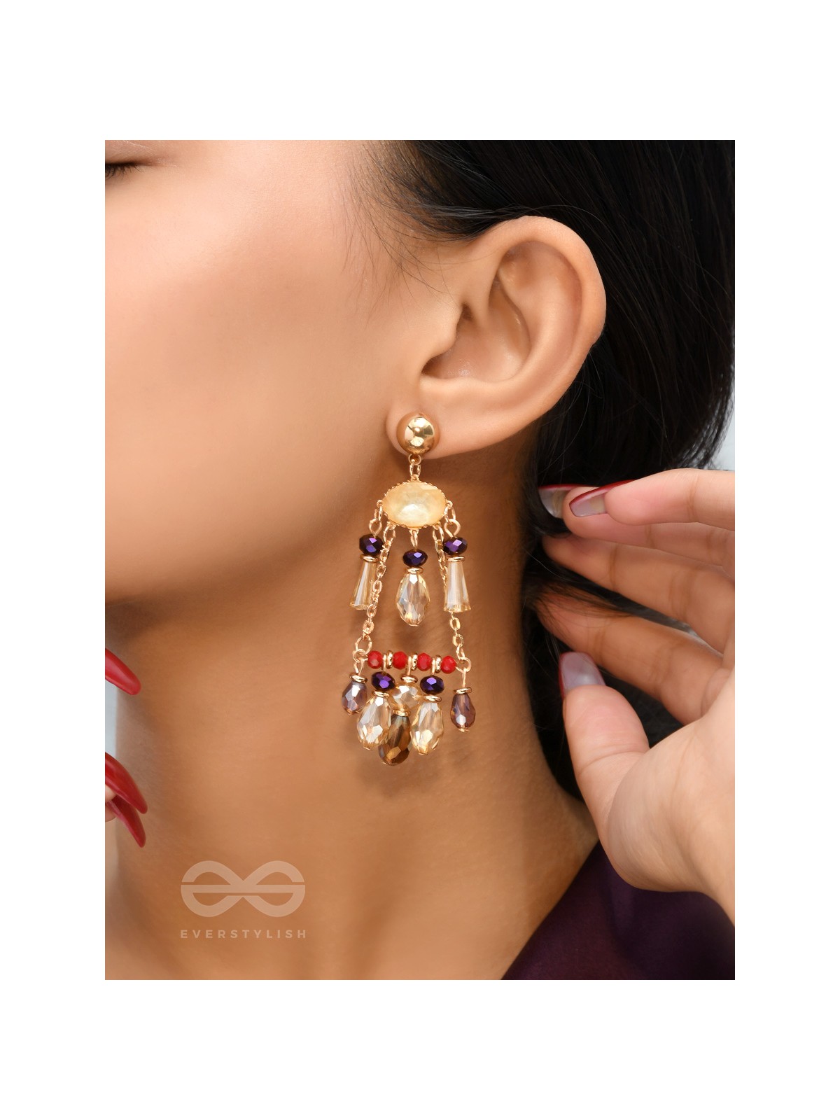 The Spring Fever- Golden Embellished Earrings
