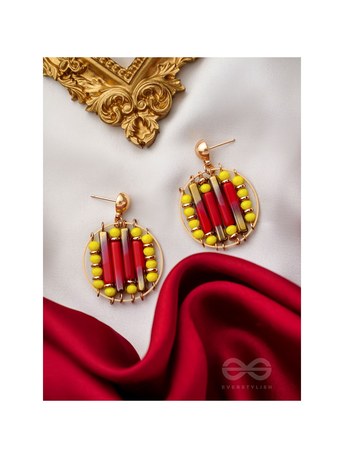 The Burning Ember- Golden Embellished Earrings