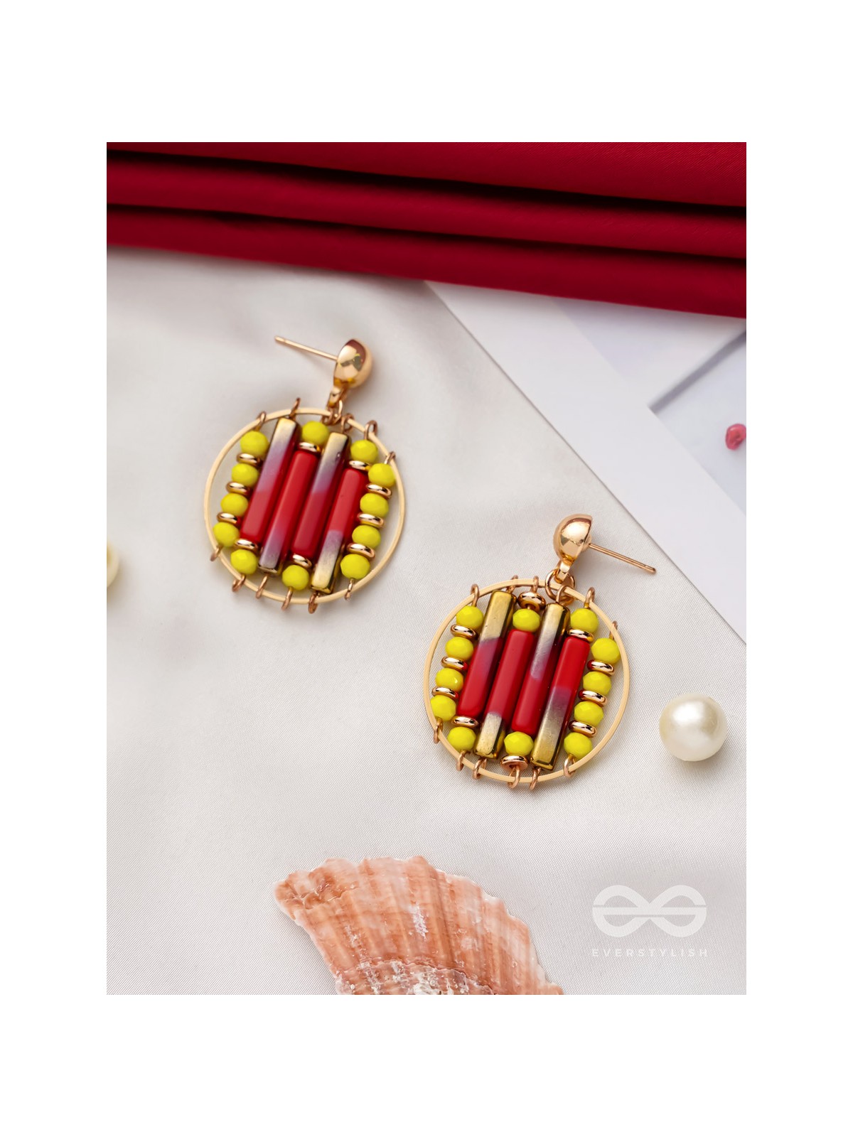 The Burning Ember- Golden Embellished Earrings