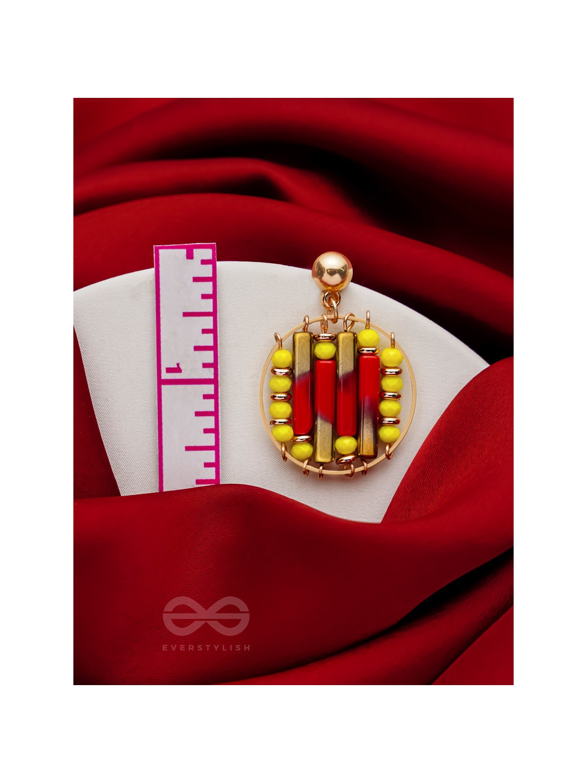 The Burning Ember- Golden Embellished Earrings