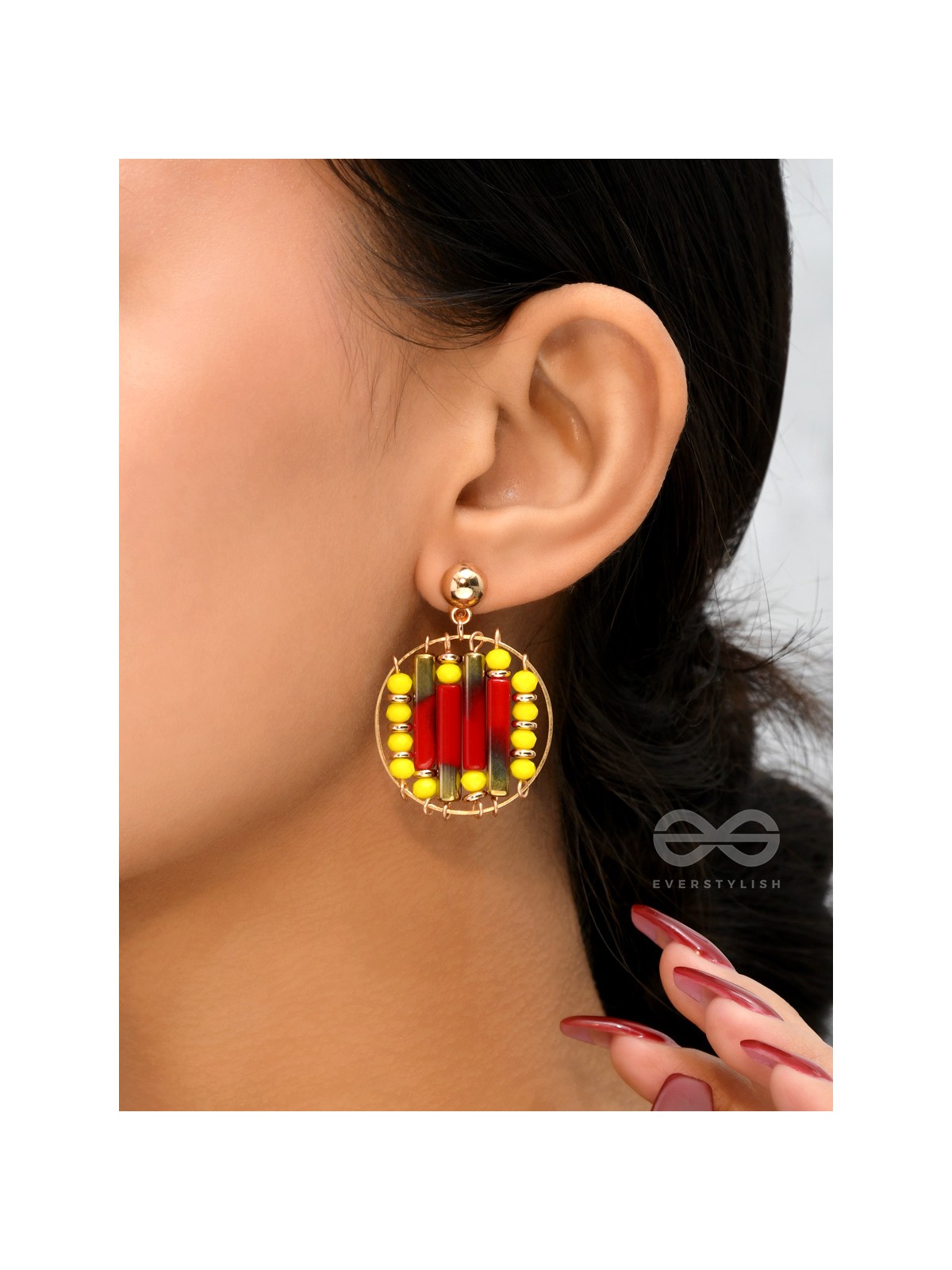 The Burning Ember- Golden Embellished Earrings