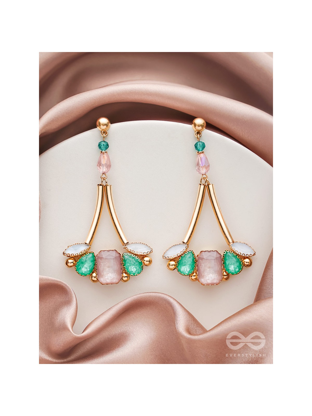 The Drooping Floret- Golden Embellished Earrings