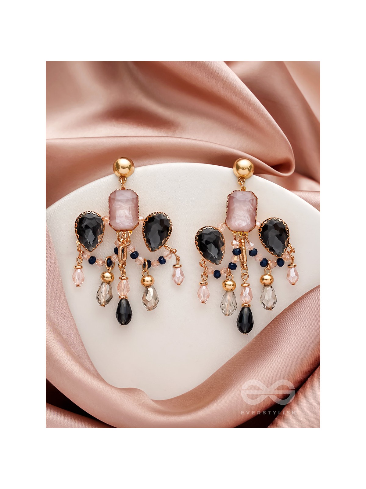 The Jeweled Wings - Golden Embellished Earrings