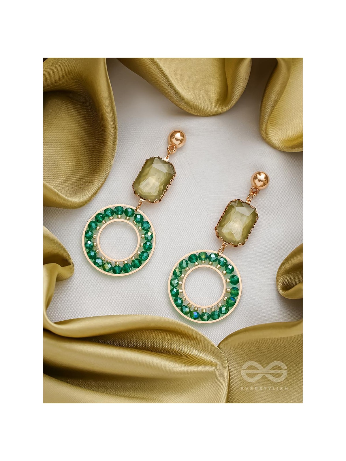 The Geometric Timestoppers- Golden Embellished Earrings