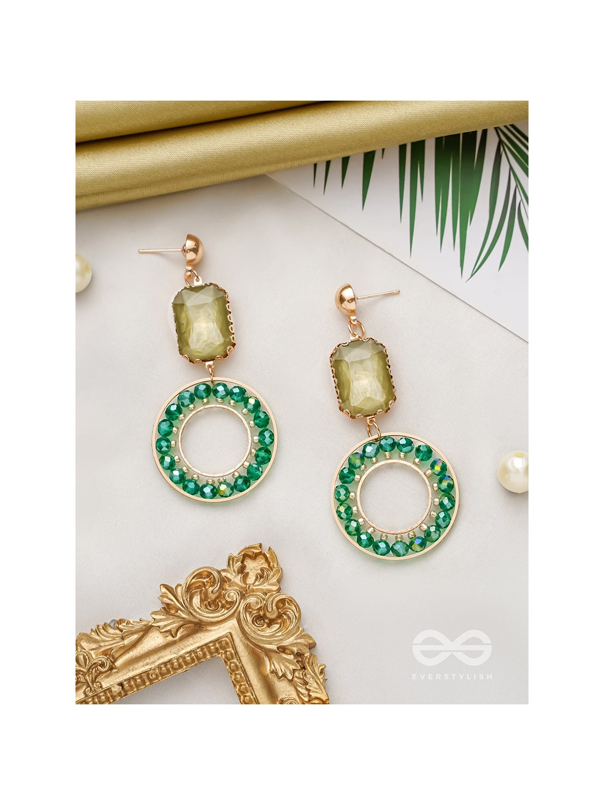 The Geometric Timestoppers- Golden Embellished Earrings