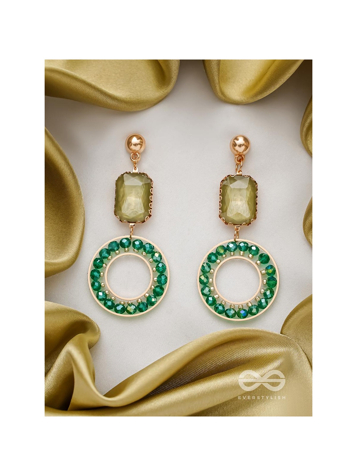 The Geometric Timestoppers- Golden Embellished Earrings