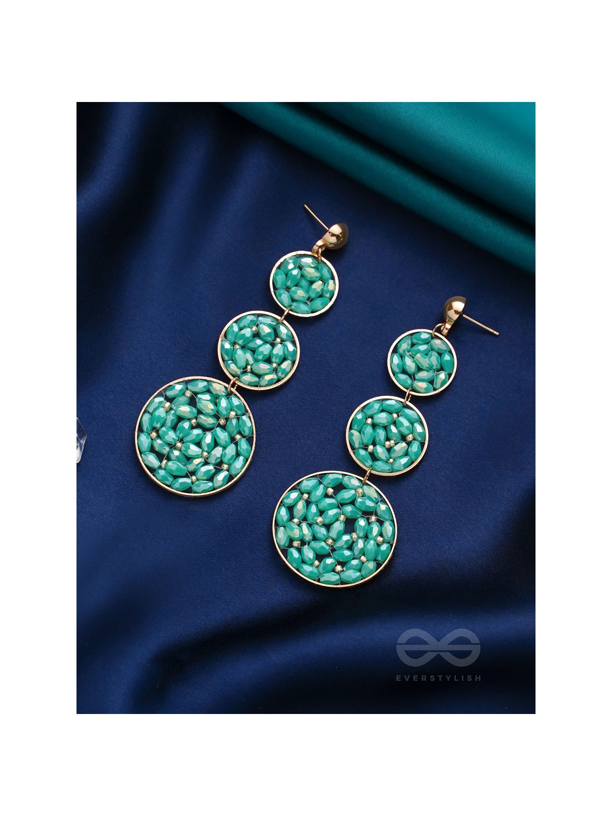 The Intricate Trifecta- Golden Embellished Earrings