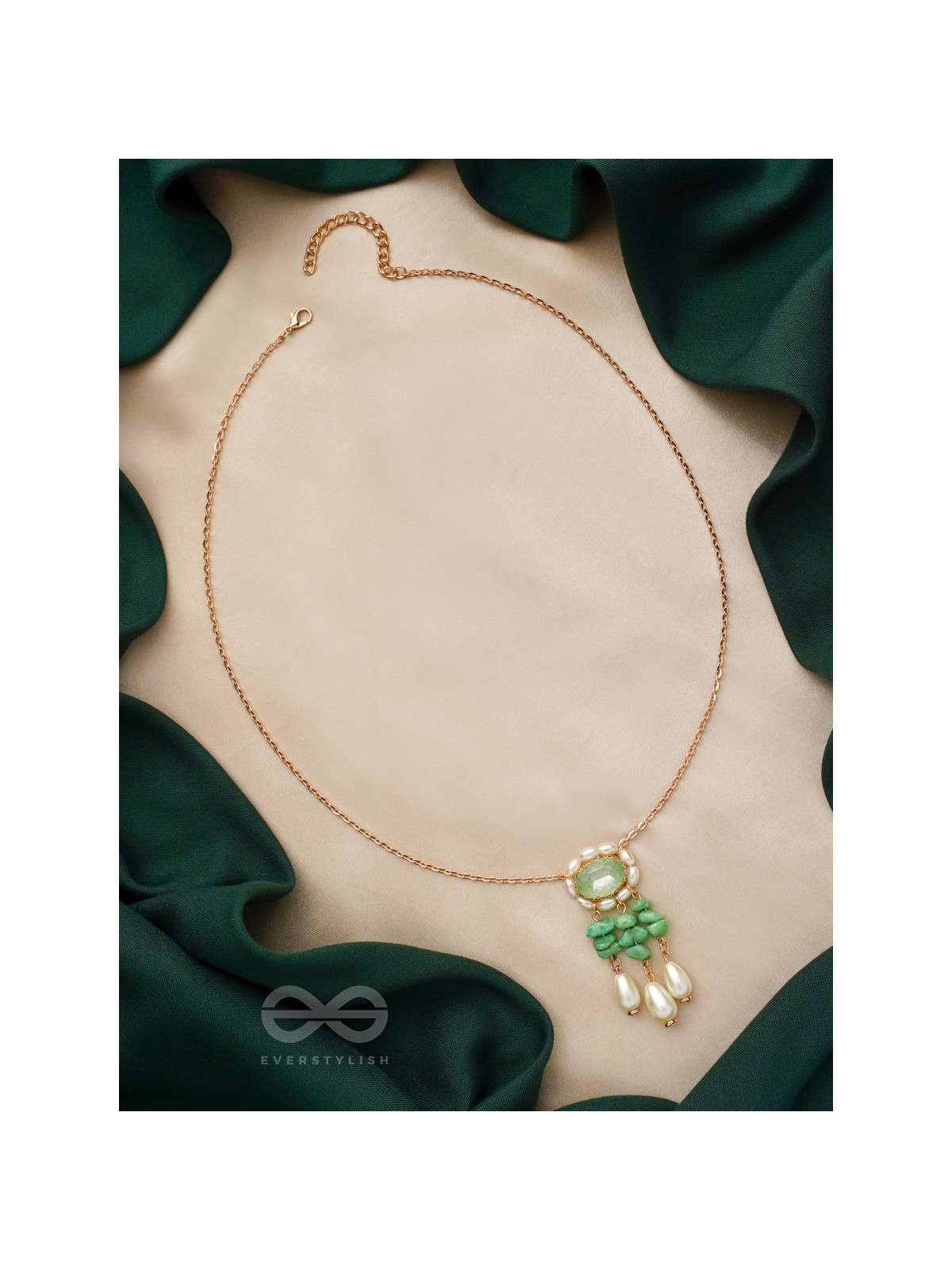 The Olive Garden- Golden Embellished Necklace With Anti-Tarnish Coating 