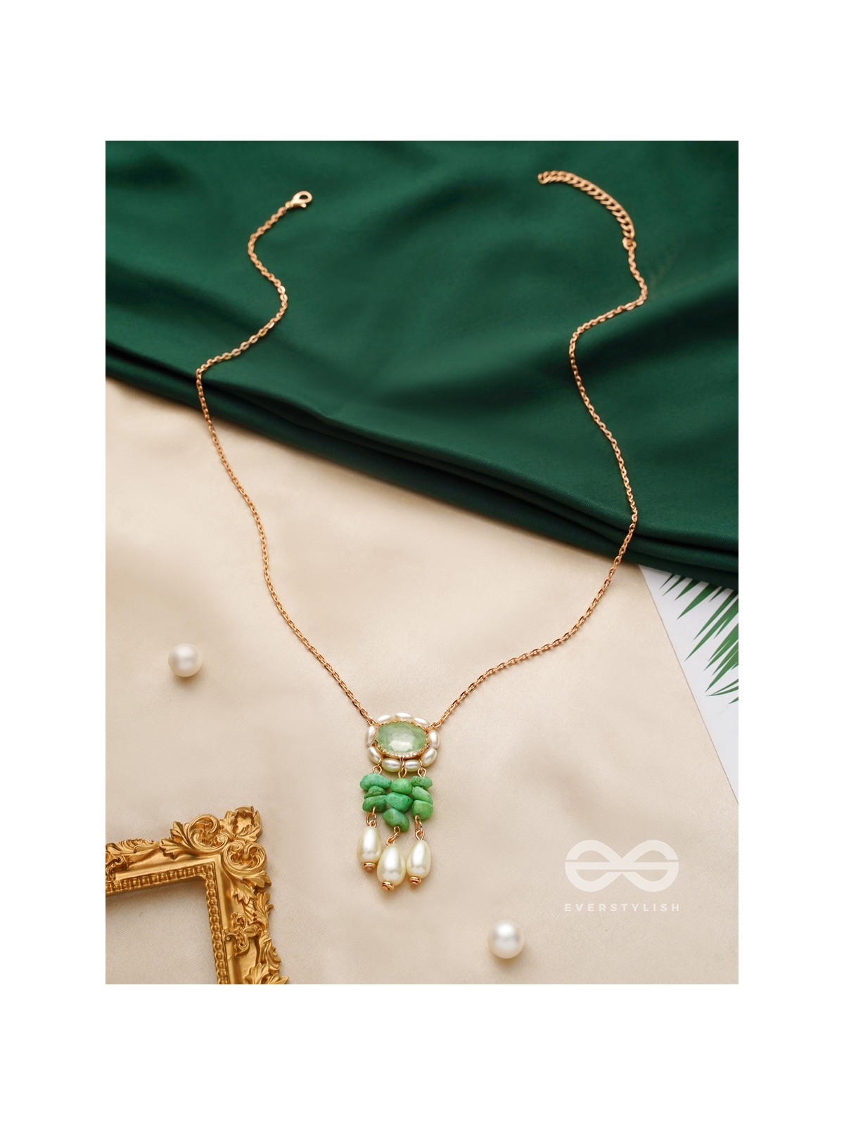The Olive Garden- Golden Embellished Necklace With Anti-Tarnish Coating 