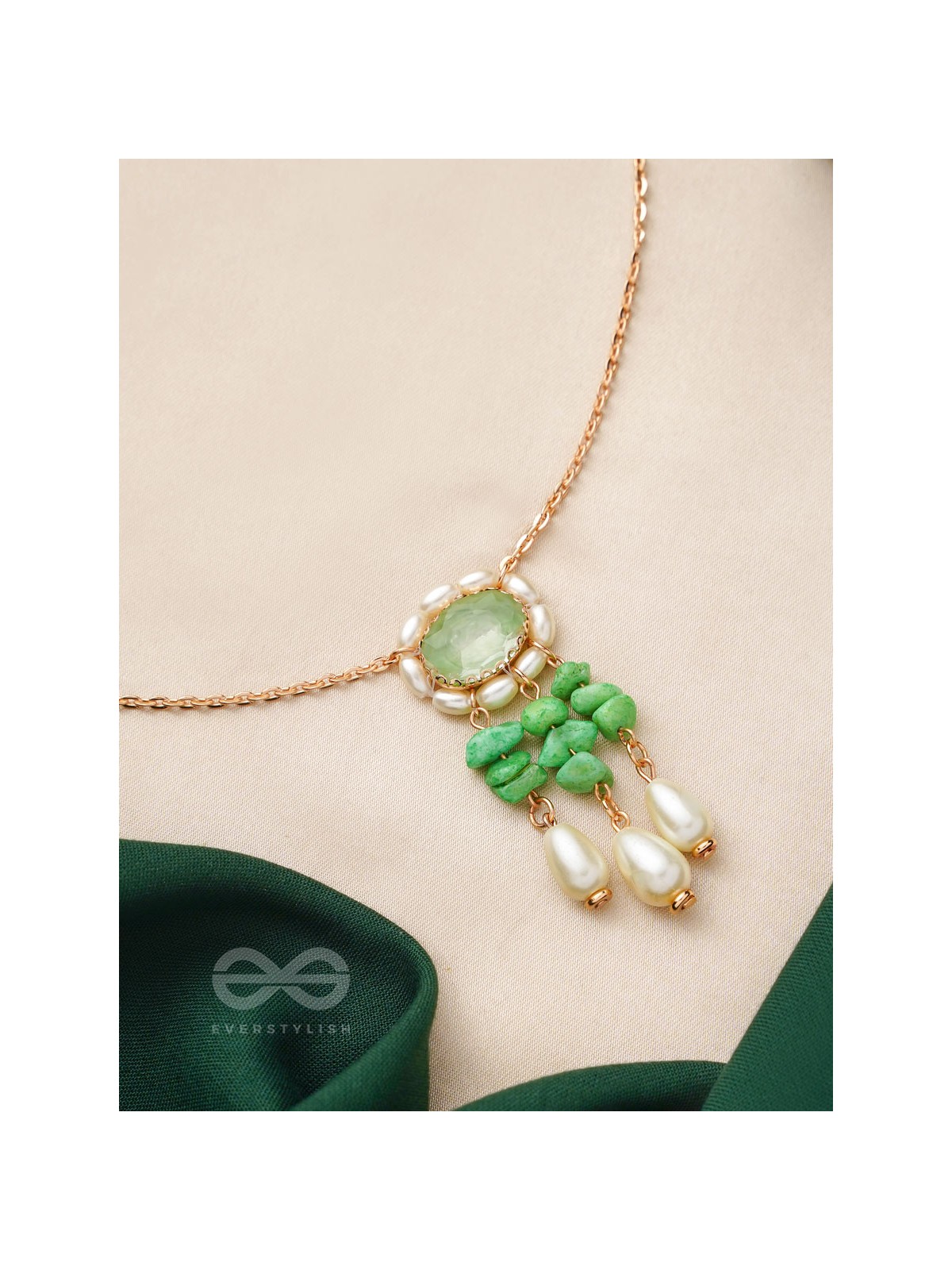 The Olive Garden- Golden Embellished Necklace With Anti-Tarnish Coating 