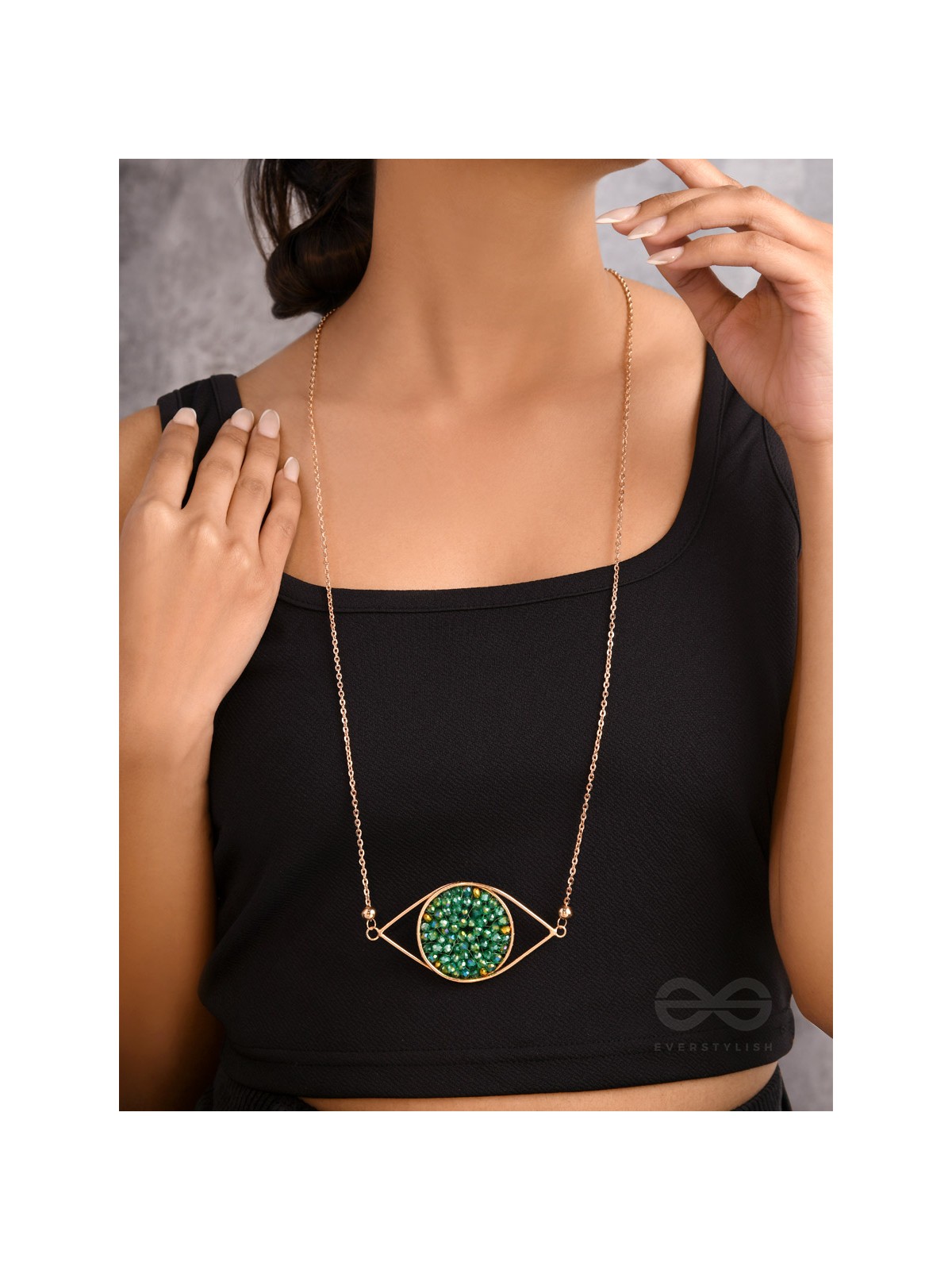 The Starry Eyed- Golden Embellished Necklace With Anti-Tarnish Coating 