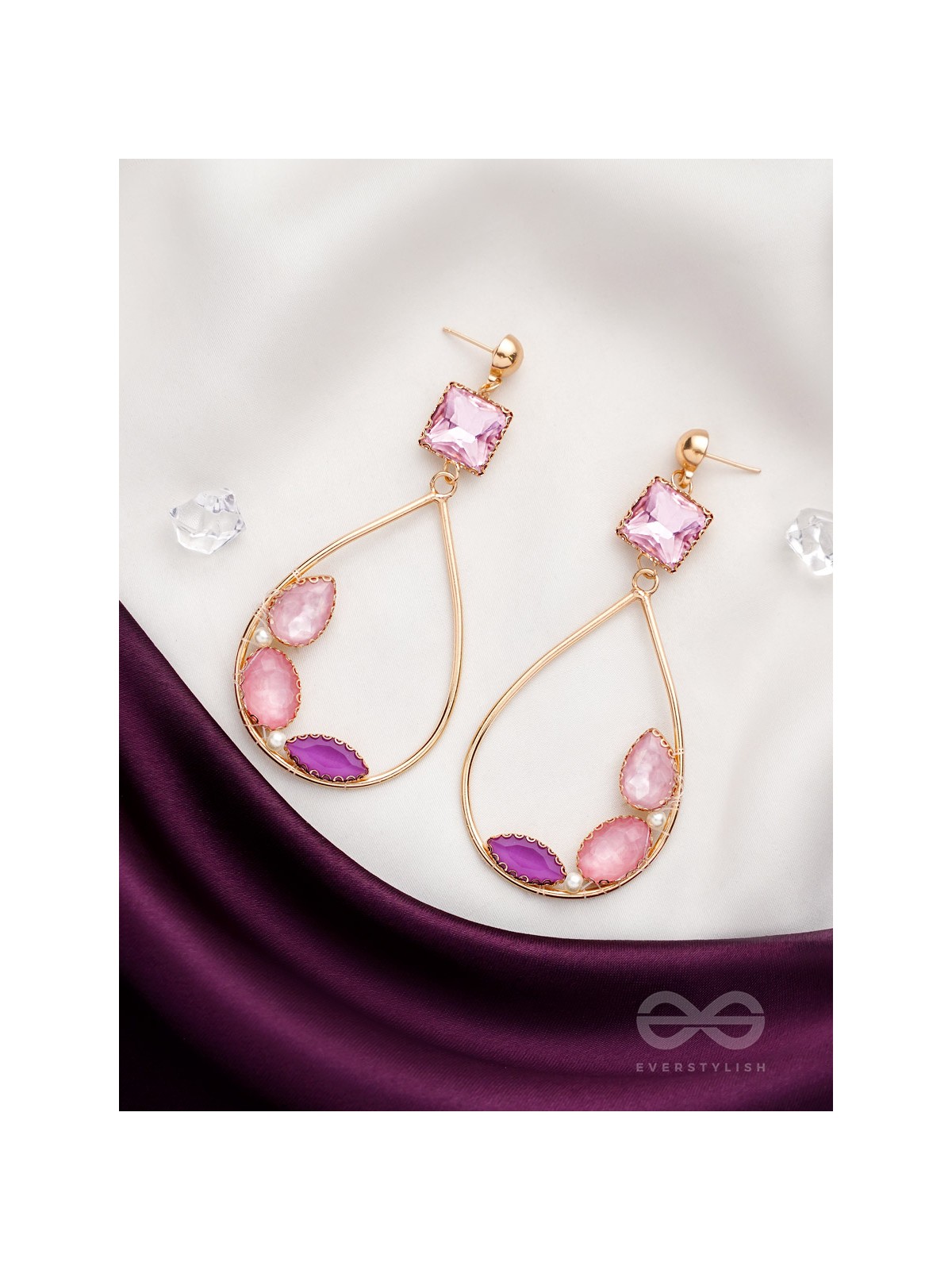 The Spring Leaves- Golden Embellished Earrings