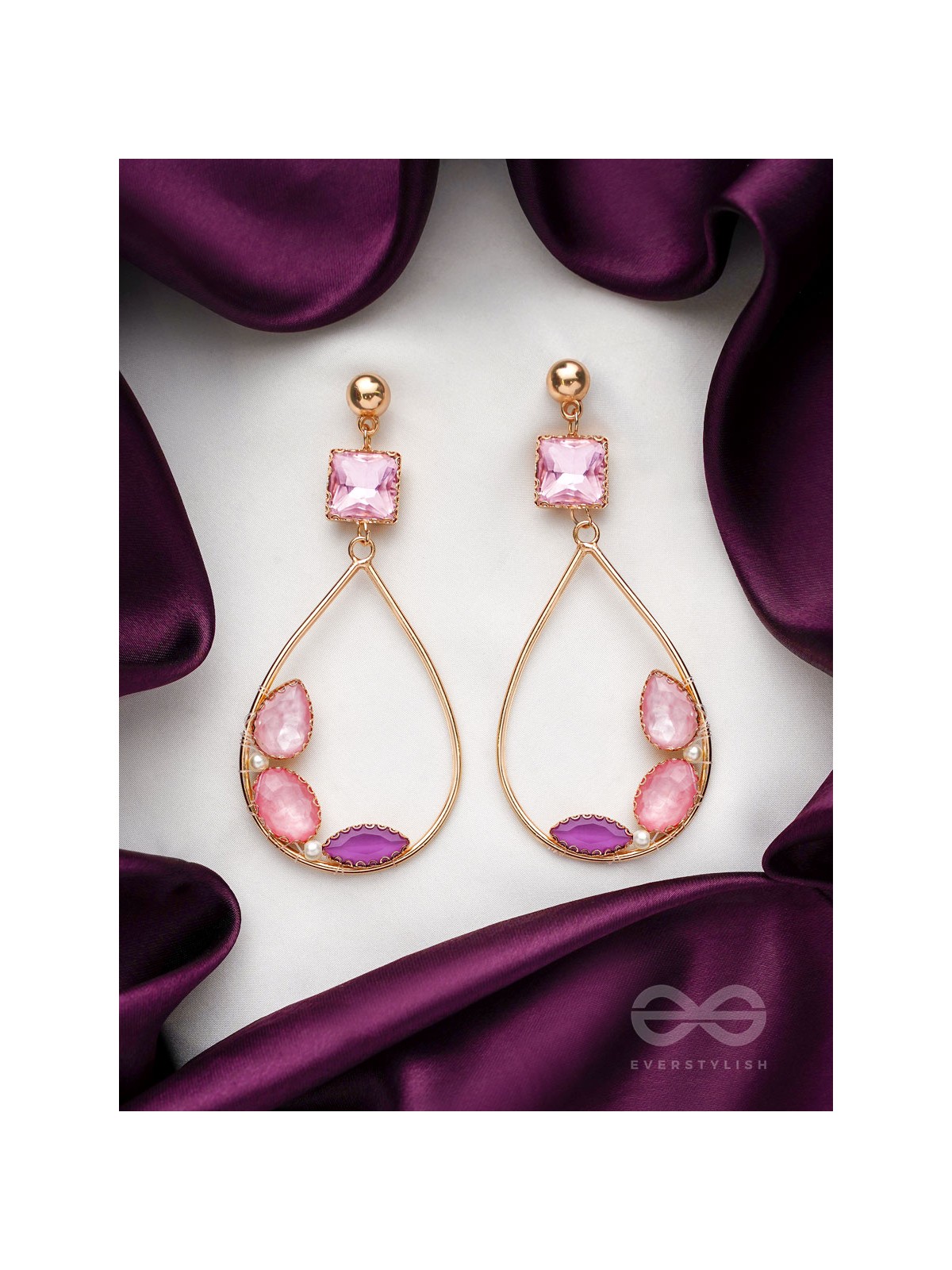 The Spring Leaves- Golden Embellished Earrings