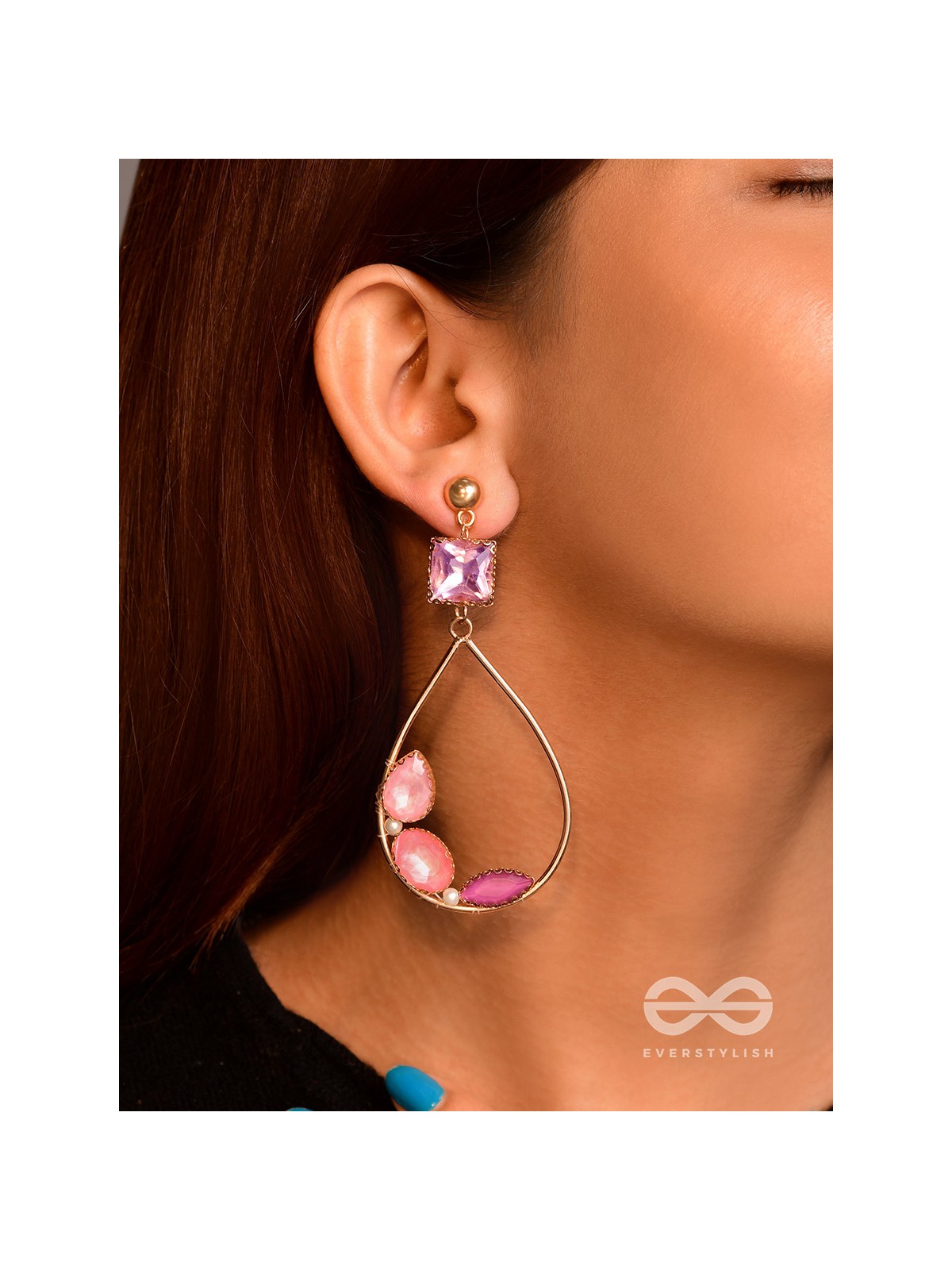 The Spring Leaves- Golden Embellished Earrings