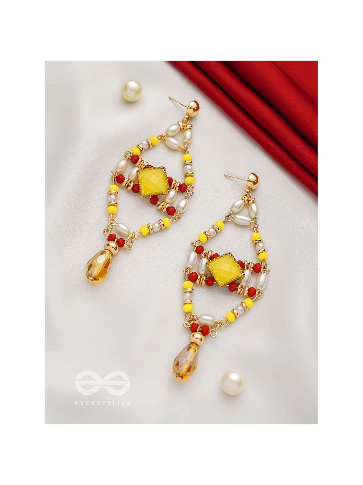 The Shrine Shadow- Golden Embellished Earrings