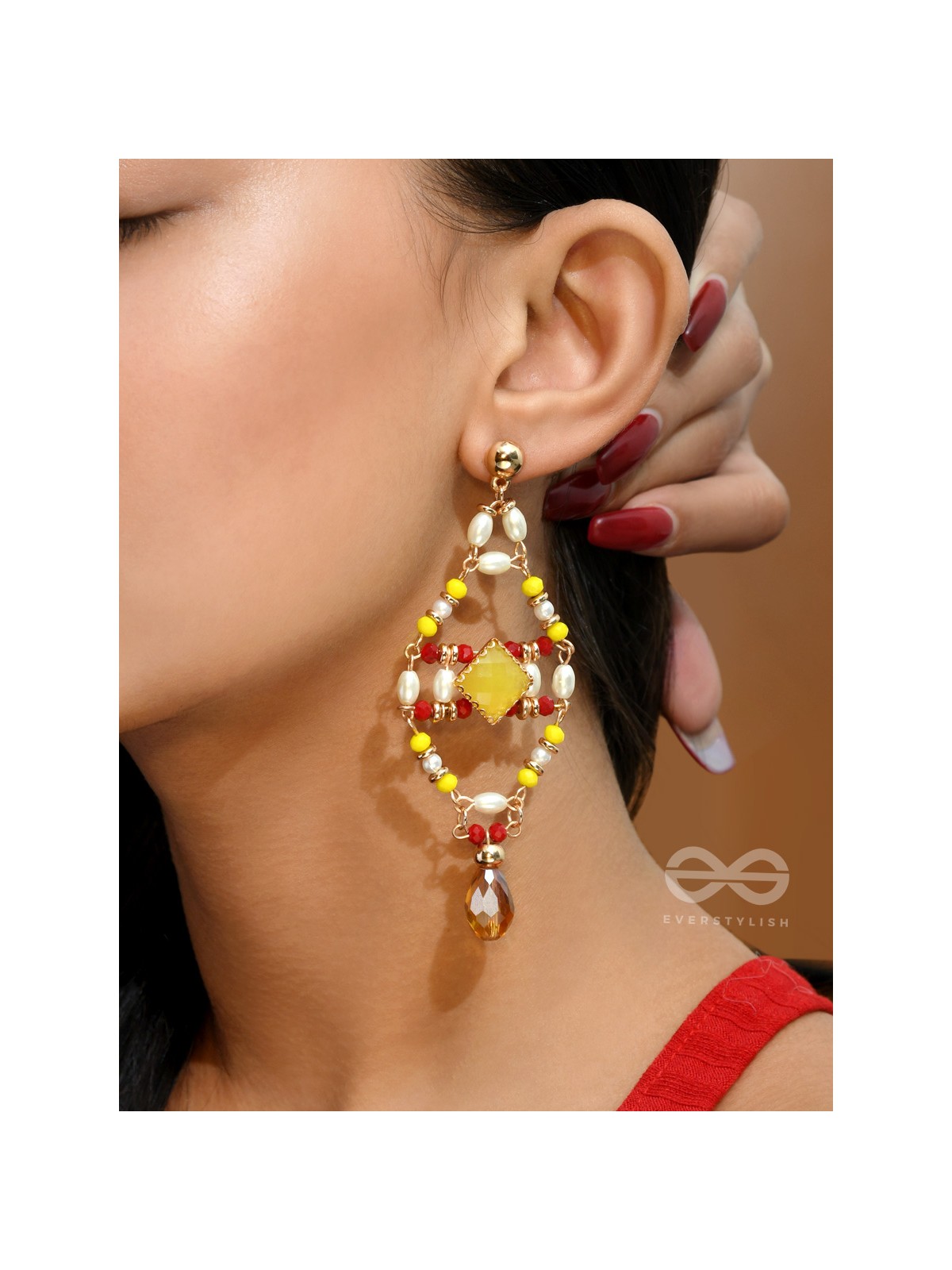 The Shrine Shadow- Golden Embellished Earrings